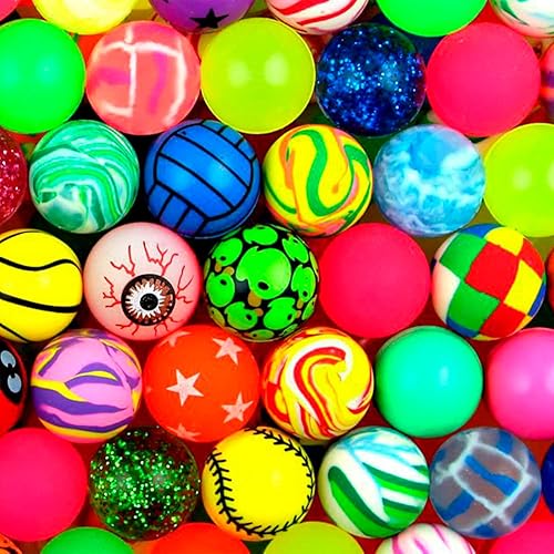 Miniatura 6 de Paquete de 50 bolas hinchables surtidas de juguetes a granel de 1 pulgada y 0.984 in, súper bola para niños pequeños y adultos, regalos de fiesta,