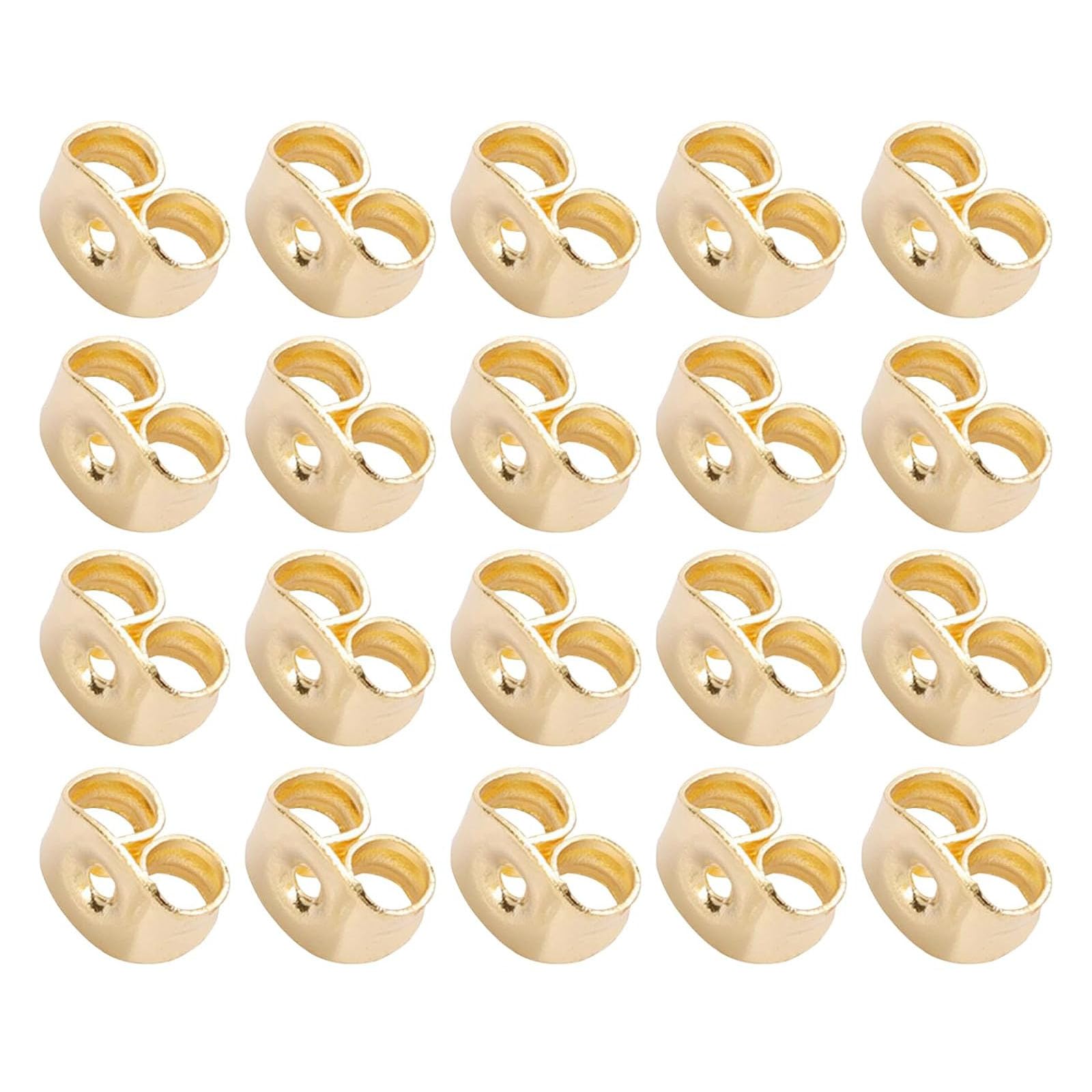 dinghaole 20 Pcs Butterfly Gold Earring Backs, Ear Plated Earing Replacements Clips, Gold Replacement Secure Ear Locking for Stud Earrings, Support Ears Droopy Locking Piercing Ring, Jewelry Making