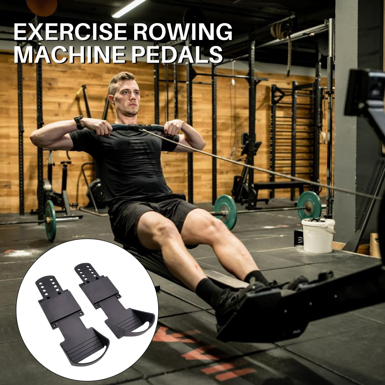 Rudergerät Pedale - 31.8 cm Fitness Pedal | ABS Trainingszubehör - Rutschfest Breite Anpassungsfähigkeit Ersatzteile Stabile Cardio Kraft Übung Home Gym Equipment Einfache Lagerung Paar
