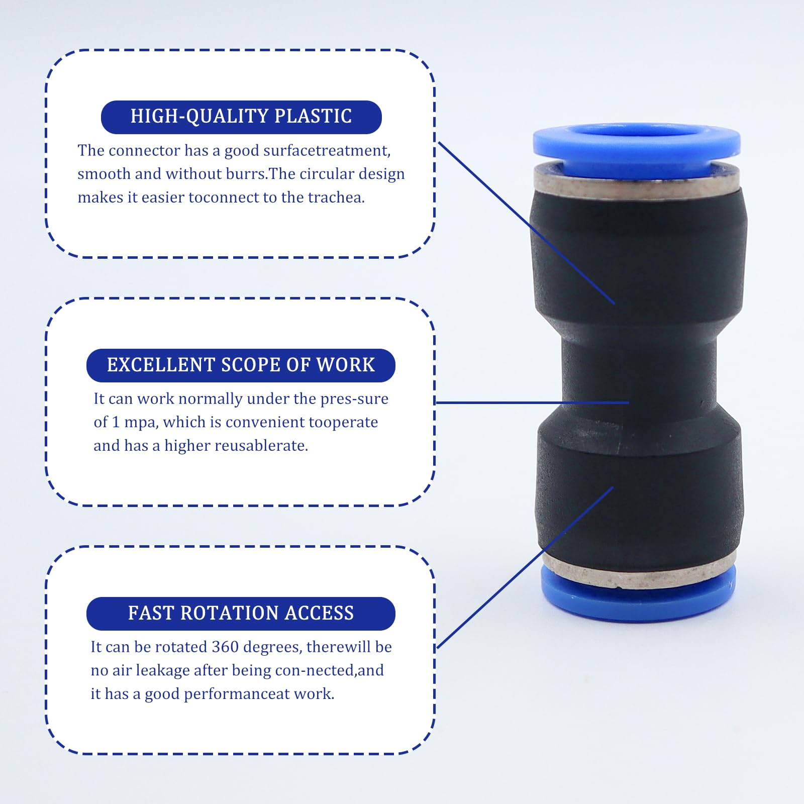 Raccordo Pneumatico A Y In Plastica Per Tubi Da 4 A 16 Mm, Innesto Rapido A T Per Aria E Vuoto, 3 Vie, Resistente E Affidabile Per Collegamenti Professionali E Fai-da-te