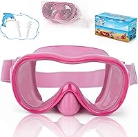 Vista 1 de Gafas de natación para niños, máscara de buceo, máscara de buceo, gafas de natación con cubierta de nariz y correas elásticas anchas con bolsa