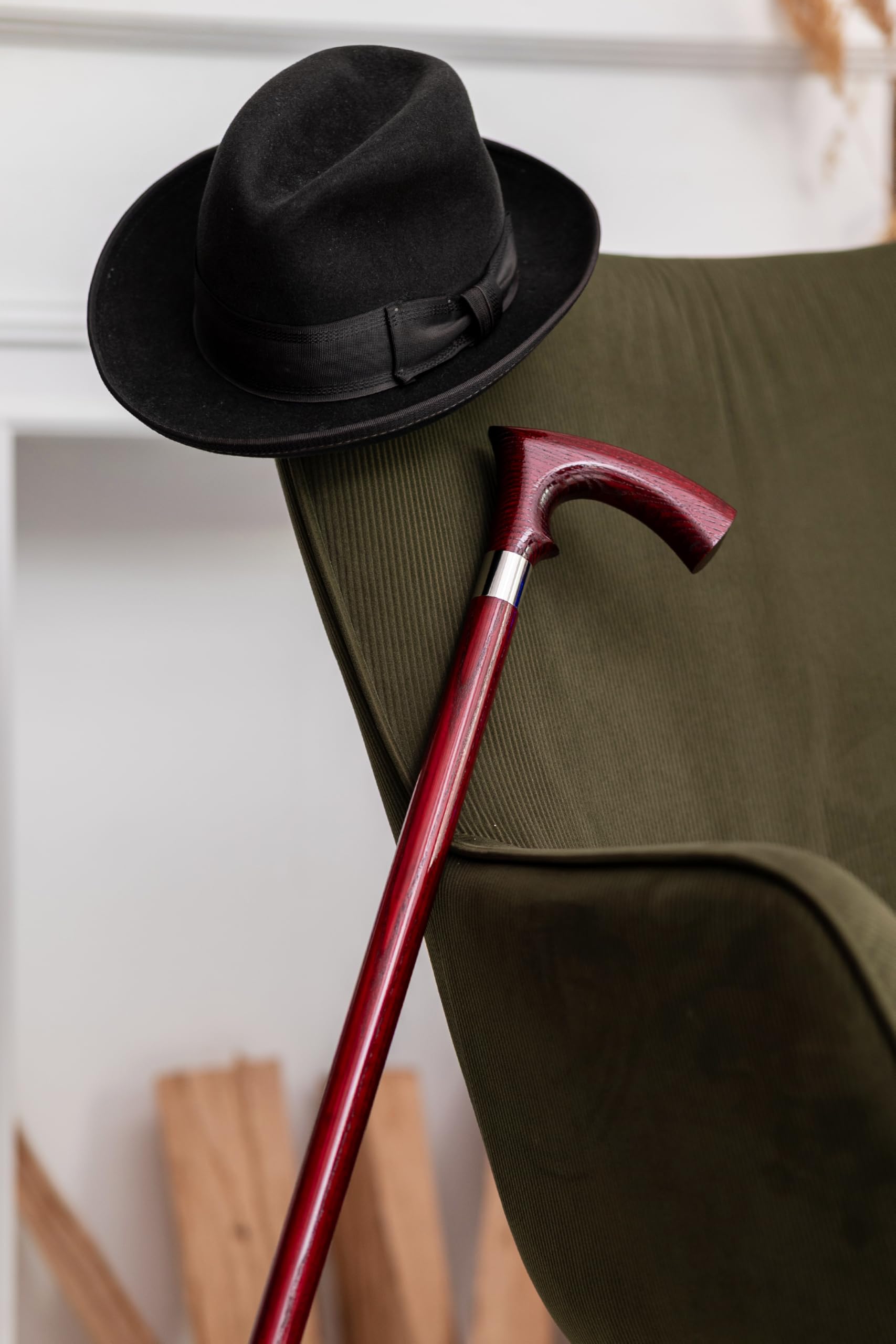 Dr. Watson Classic Duke Walking Stick – Handcrafted Ash Wood Cane with Polished Stainless Steel Collar