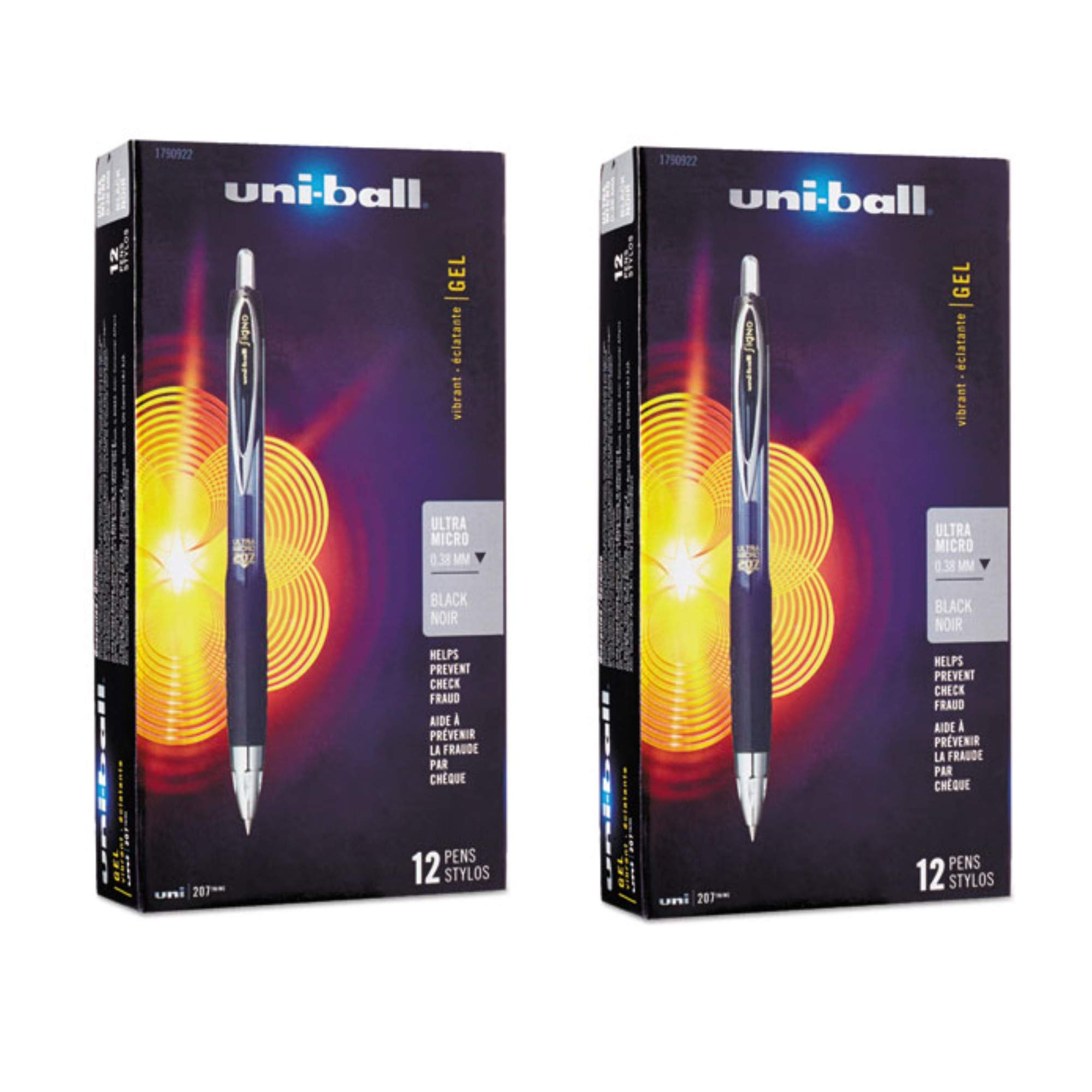 Uni-Ball Signo 207 Stylo à encre gel rétractable 0,38 mm Ultra-Micro Point (24)