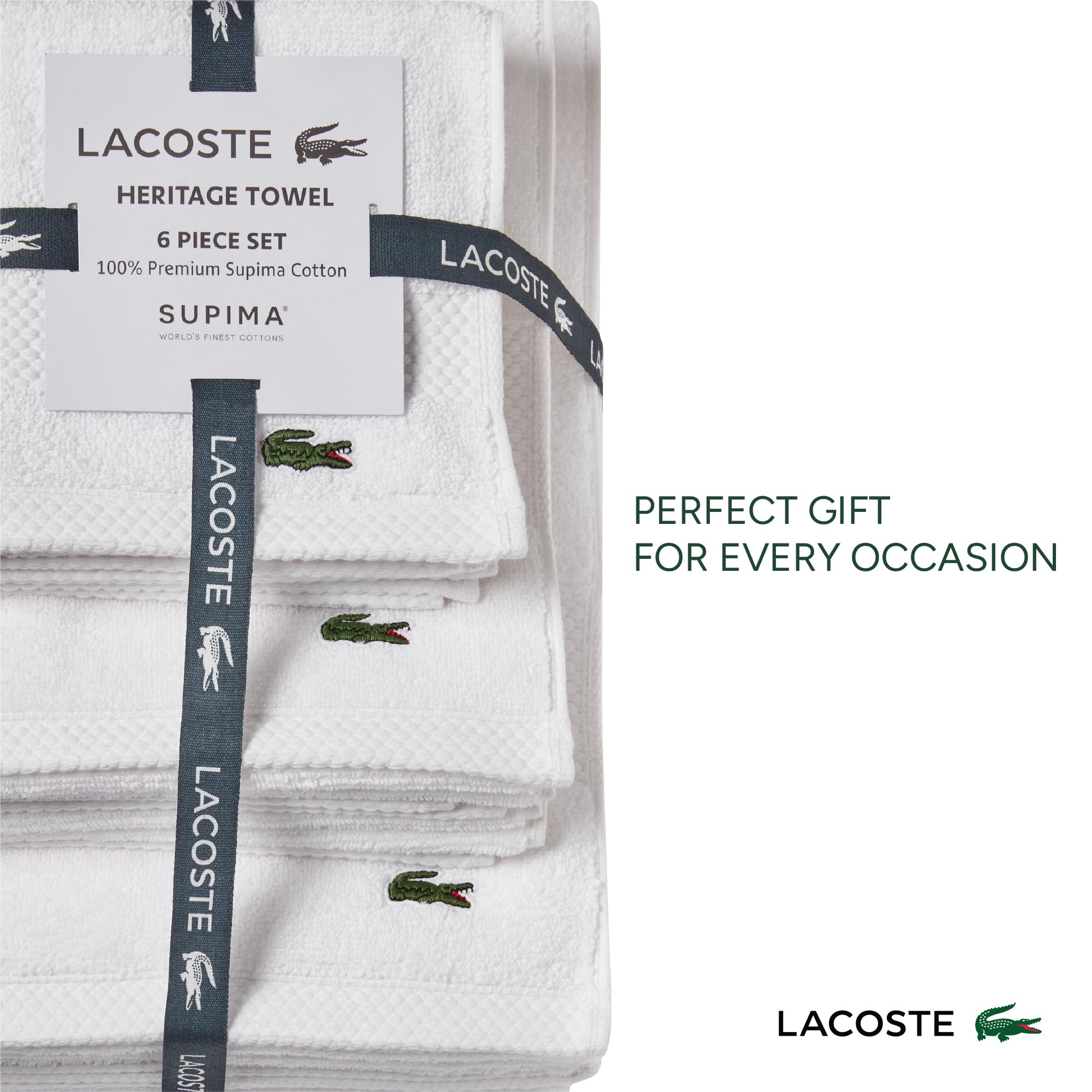 Amazon.com: Lacoste Heritage Supima Cotton 6-Piece Towel Set