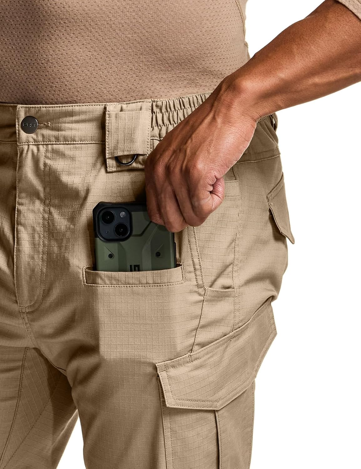 CQR Men's Flex Stretch Tactical Pants, Water Resistant Ripstop Cargo Pants, Lightweight EDC Outdoor Work Hiking Pants - Image 3
