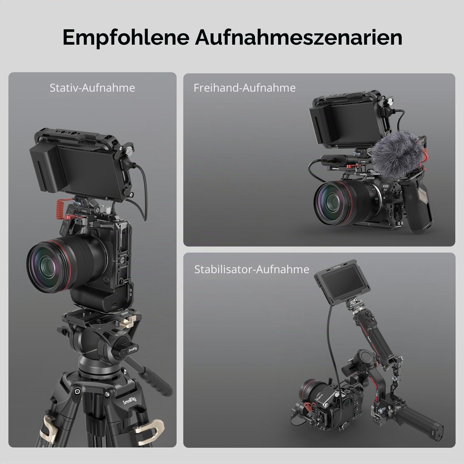 SMALLRIG R6 Mark II Käfig für Canon, Formschlüssiges Videokamera-Rig für Canon R6 Mark II, Eingebaute Duale NATO-Schienen, Schnellwechselplatte für Arca, Horizontale und Vertikale Aufnahmen 4159B