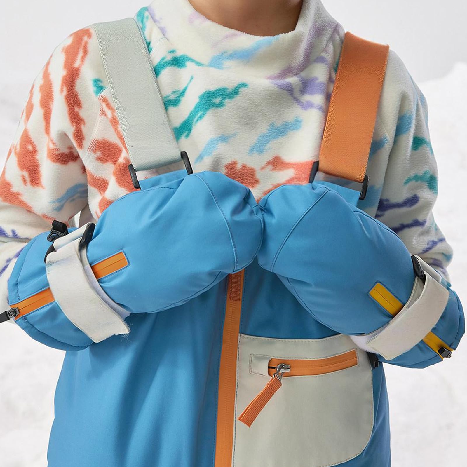 Ski Moufle Enfant, Gants Anti Froid, Moufles Sport Enfant Antidérapant Imperméable, Gants De Ski, Cadeau d'anniversaire pour Garçons Et Filles,[c] Blue,Fit 6~10 Years