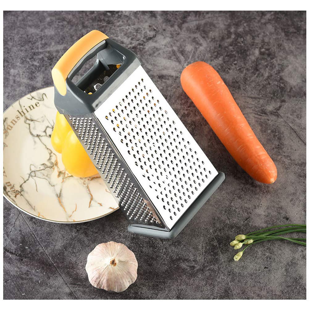 ArinkO Grattugia Formaggio 4 Lati Acciaio Inossidabile - Manico Antiscivolo, Lame affilate - Ideale per Frutta, Verdura e Formaggi - Argento