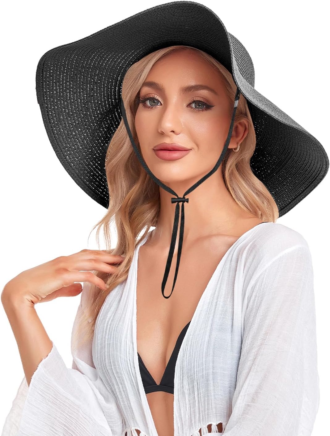 Beach Hats for Women, Straw Sun Hat Floppy Wide Brim, Foldable UPF 50+ UV Protection Summer Hat - Image 6