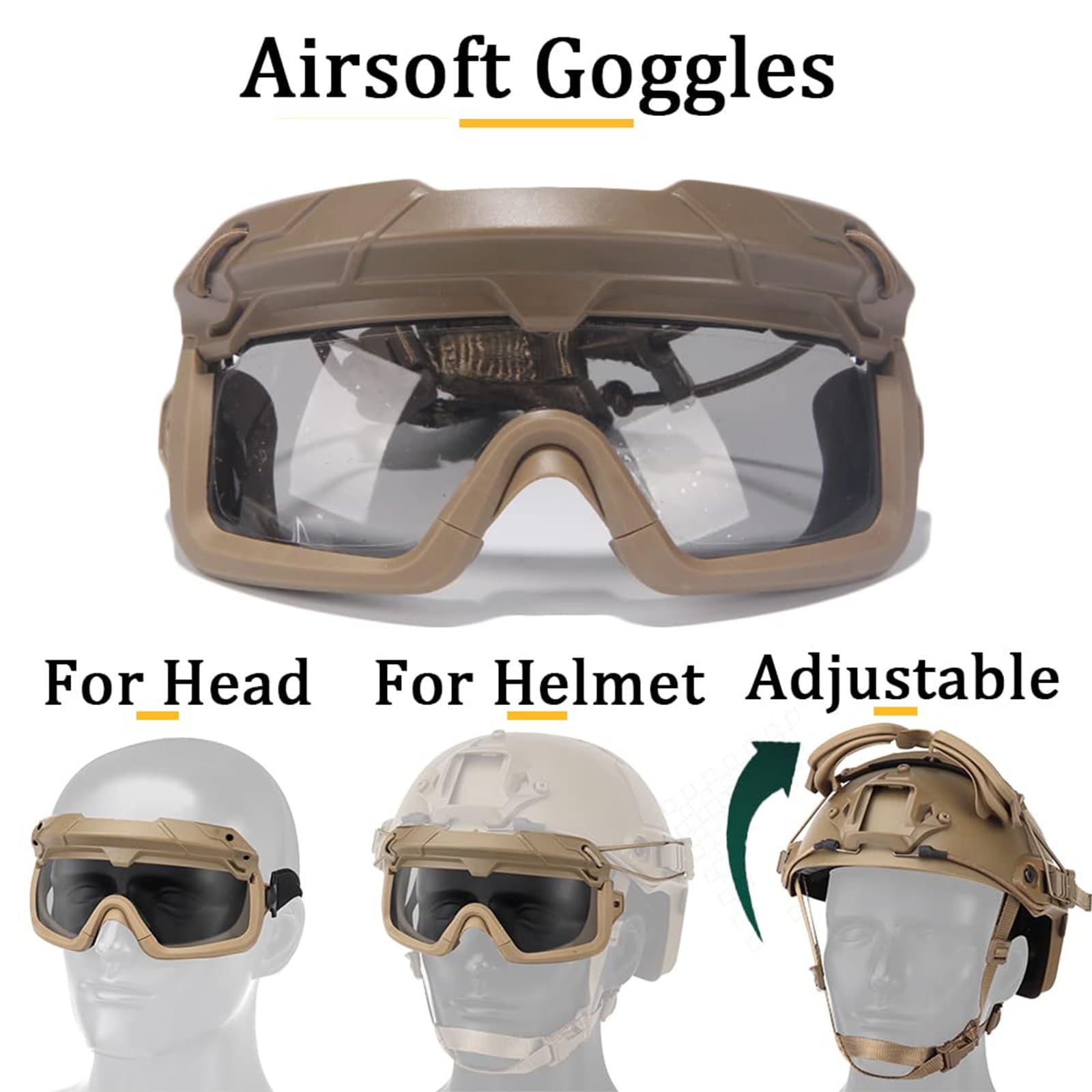 Set Casco Tattico da Softair Con Maschera da Paintball Regolabile Occhiali e Copricasco per Giochi di Sopravvivenza All'aperto