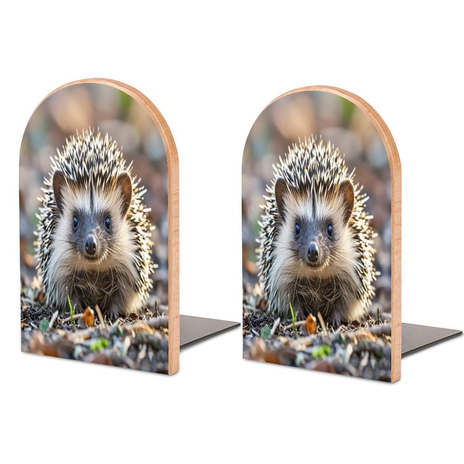 Hedgehog Bookend for Shelves Unique Book End Sturdy Books Holder Heavy Duty Wooden Bookends Support Non-Slip Book Organizers Decorative Modern Bookend Holder for Home