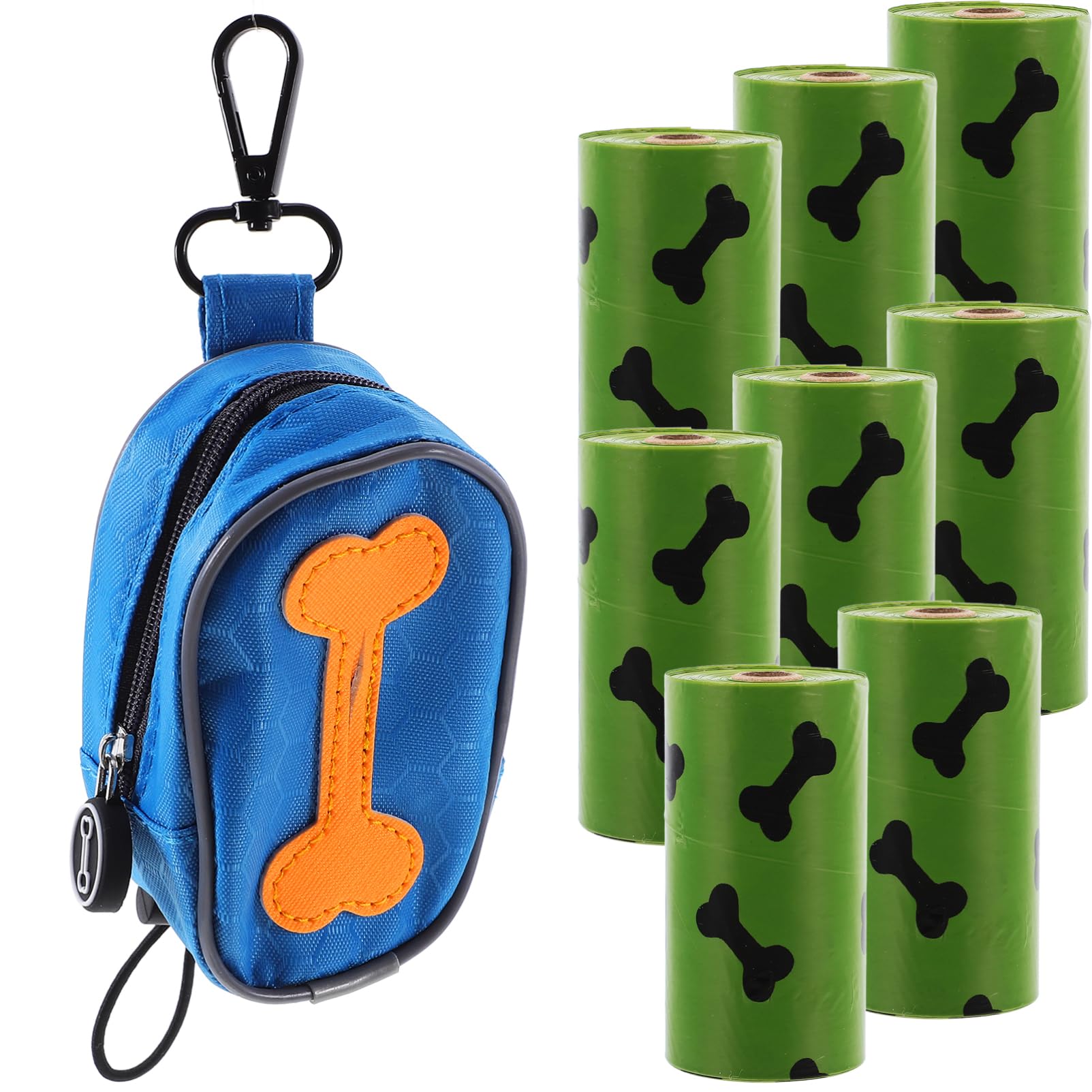 Happyyami Bolsa Dispensadora con Cremallera para Bolsas Excrementos Perros 8 Rollos de Desechables con Punto de Rotura para Dueños de Perros