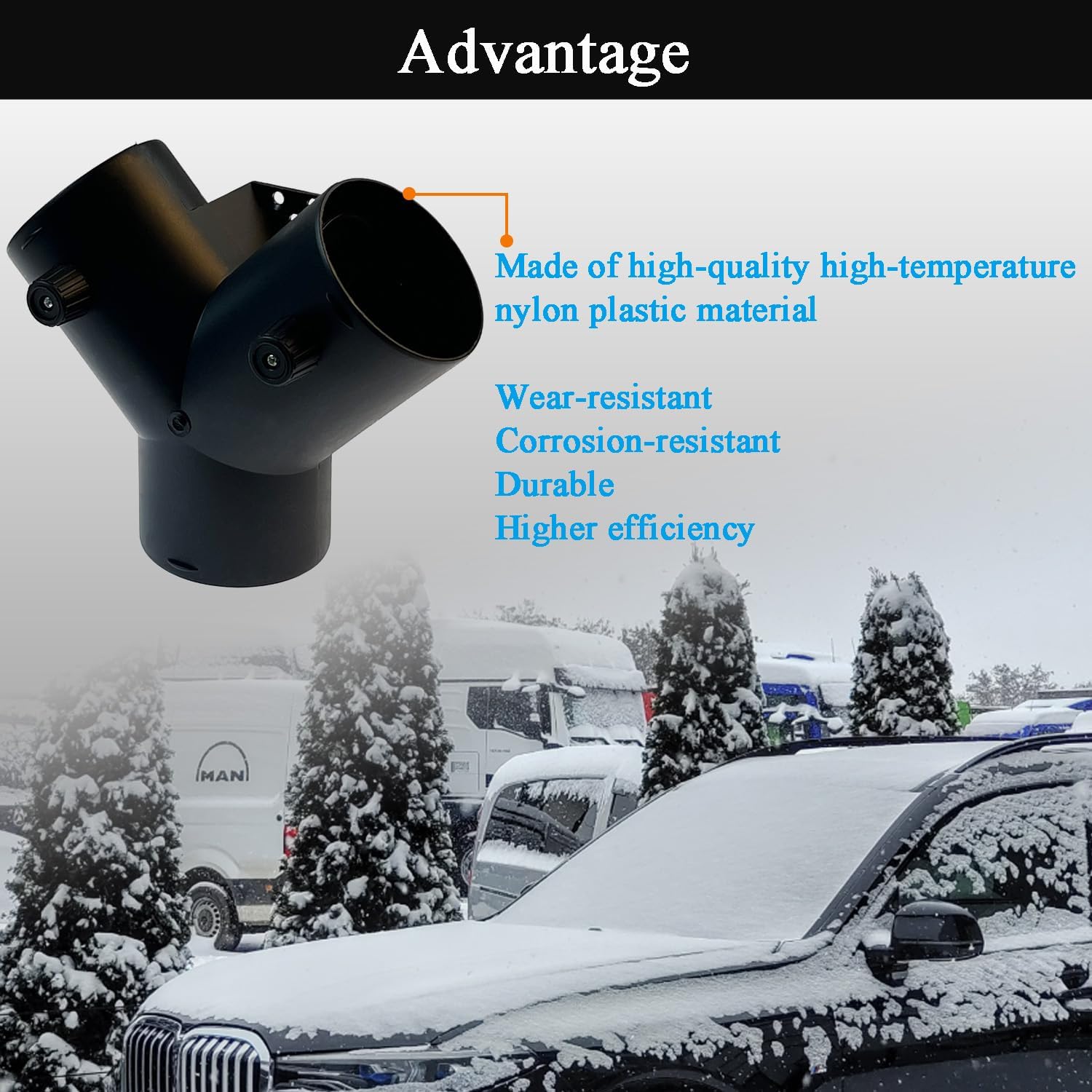 75mm Y Type Air Heater Valve Diesel Engine Heaters Parking Heater Accessories Diesel Air Heater Hose Pipe Ducting Connector Parts 3 Way Fit for Webasto Eberspaecher Propex