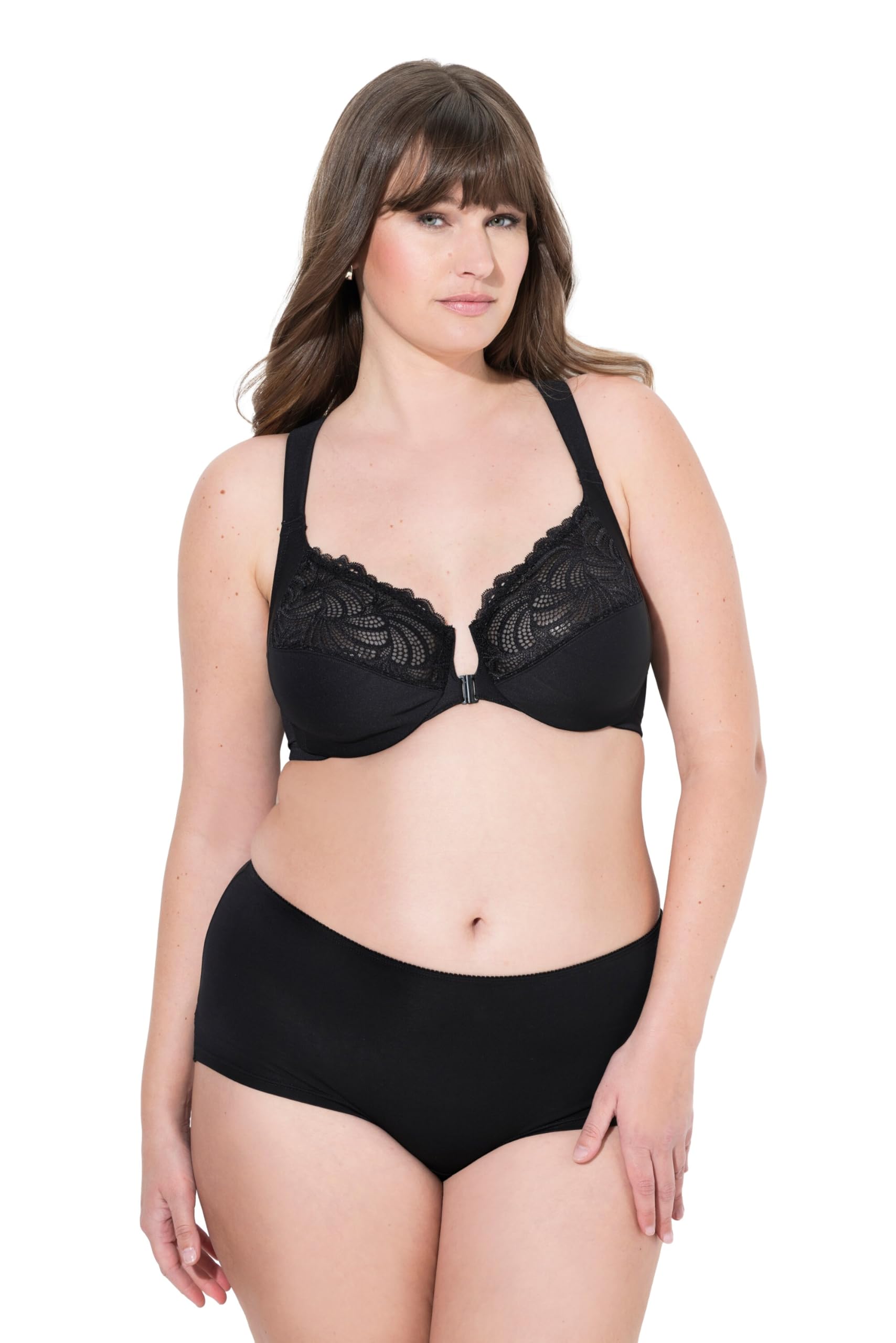 Ulla Popken Damen große Größen Übergrößen Plus Size Bügel-BH, Spitze, Softcups, Vorderverschluss 843248