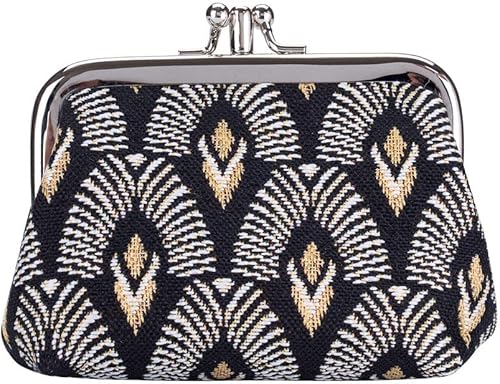 Signare Tapestry Double Pocket Change Pouch Kiss lock Coin Purse for Women With 