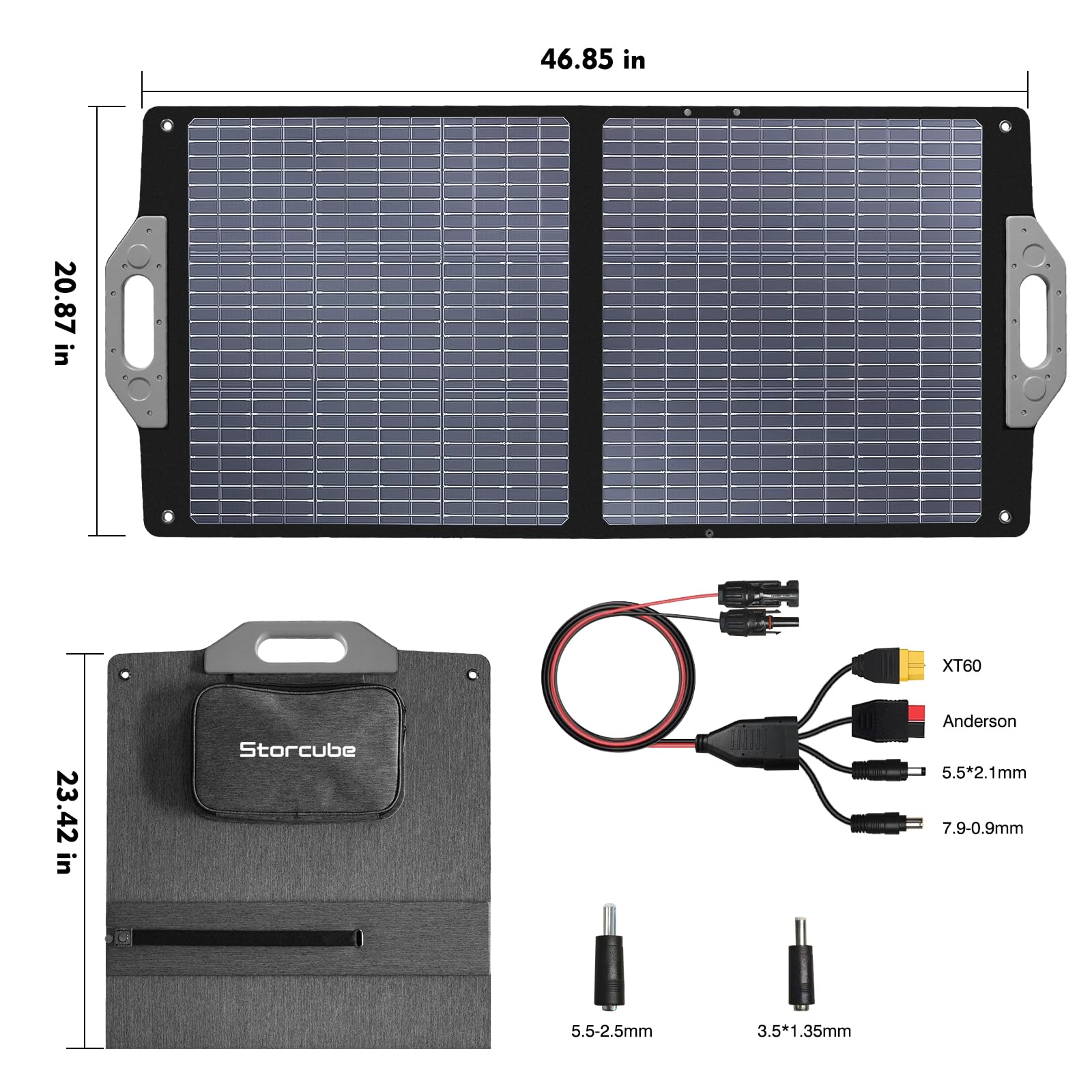 Panneau Solaire Pliable 100W – Module Solaire/Chargeur Solaire pour Power Station Portable et Générateur Solaire, Étanchéité IP67, Idéal pour Camping, Randonnée et Caravane