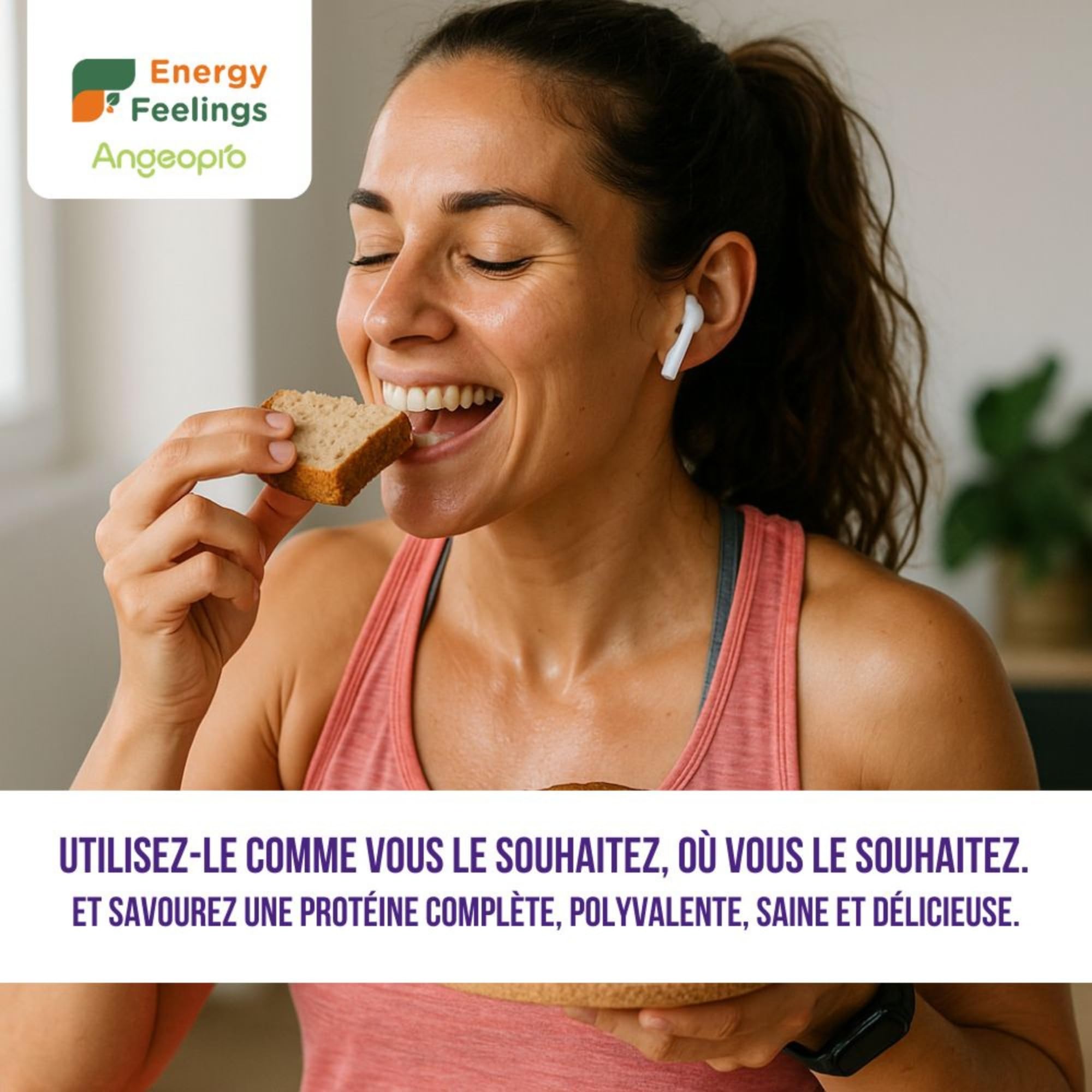 Energy Feelings Protéine Végétale de Levure Nutritionnelle 80%, Vegan Protein Powder, Protéine en Poudre Goût Neutre Sans Sucre Ajouté et Sans Lactose pour Musculation, Naturelle, 1kg