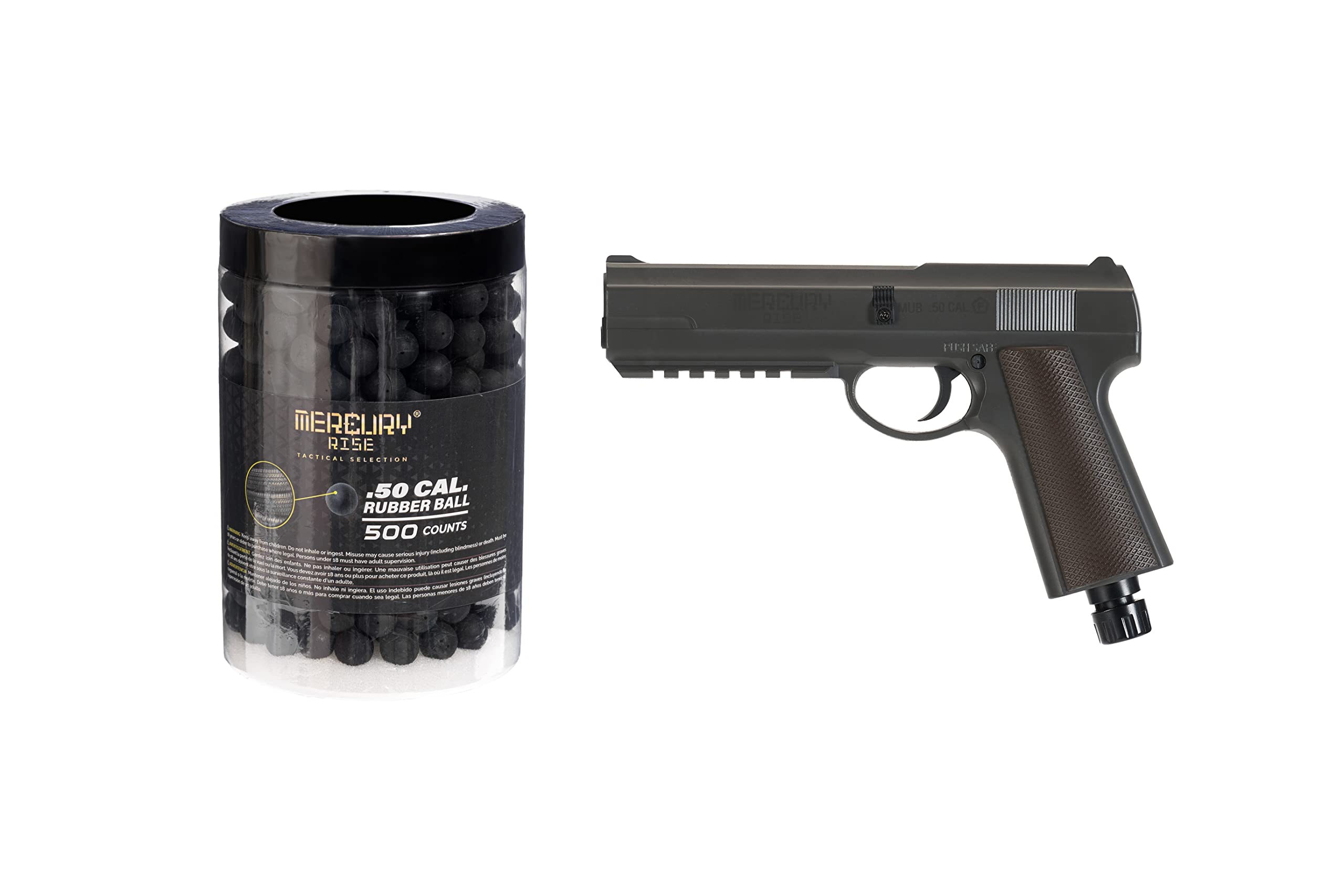Mercury Rise MUB .50 Cal Paintball Training Pistol | Semi-Auto, Non-Blowback | Adjustable FPS 250-400