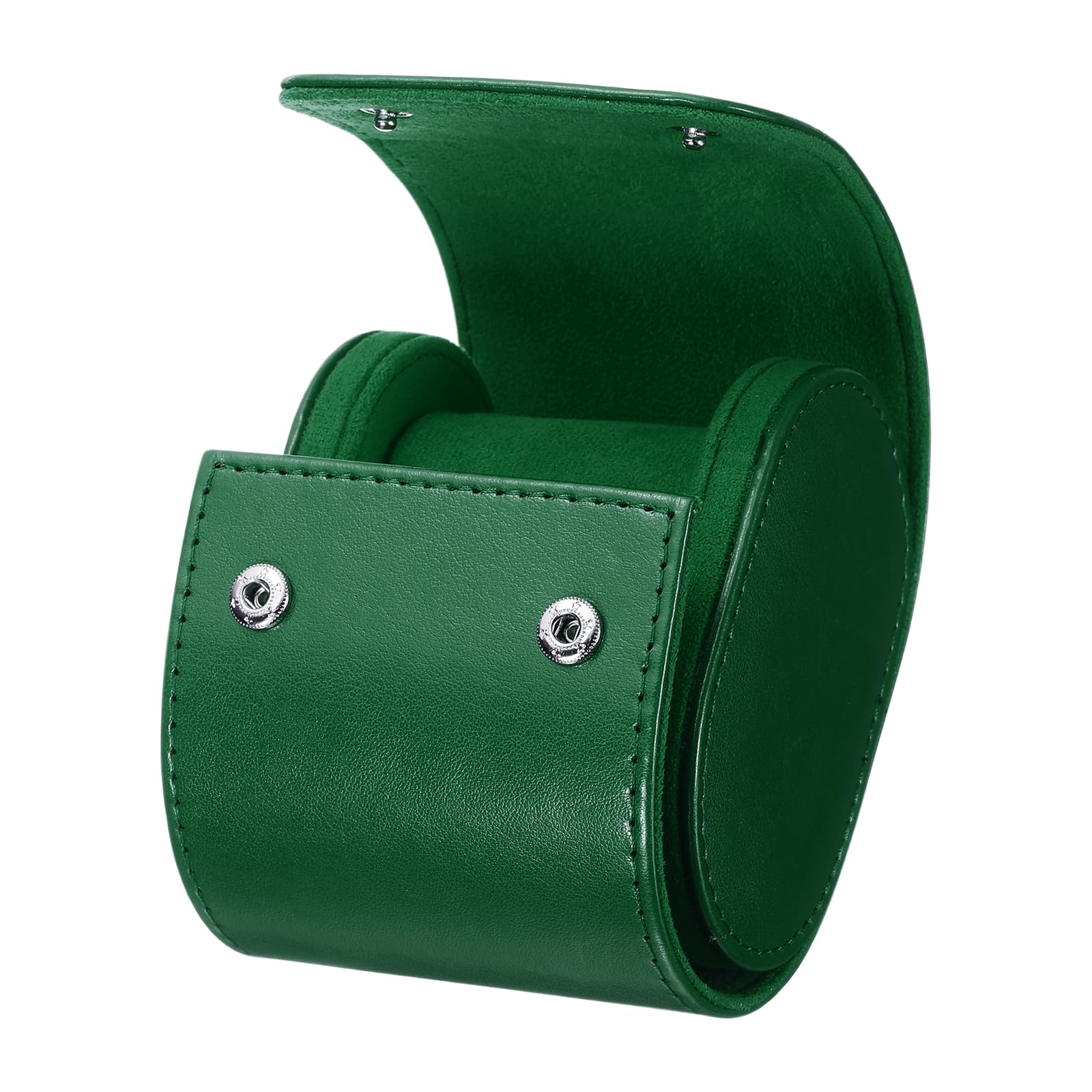 HVMBEUGOS sourcing map Watch Roll Travel Case Single Slot Portable Leather Watch Case for Men and Women, Watches Storage Organizer with Removable Pillows for Traveling, Display, Home Storage, Green
