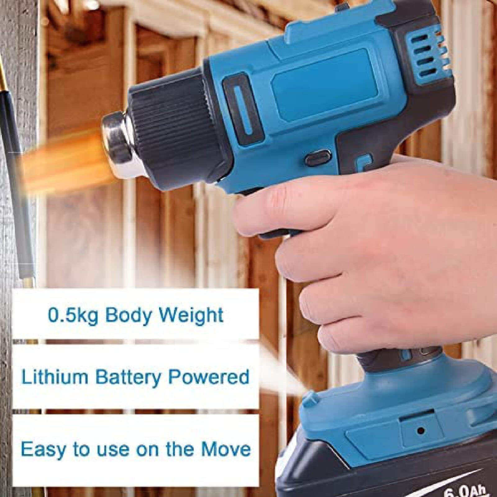 Wireless Heat Gun 18v Lithium Ion Battery Powered Air Gun Rechargeable Heat Gun for Paint Stripping Crafts Retractable — view 4