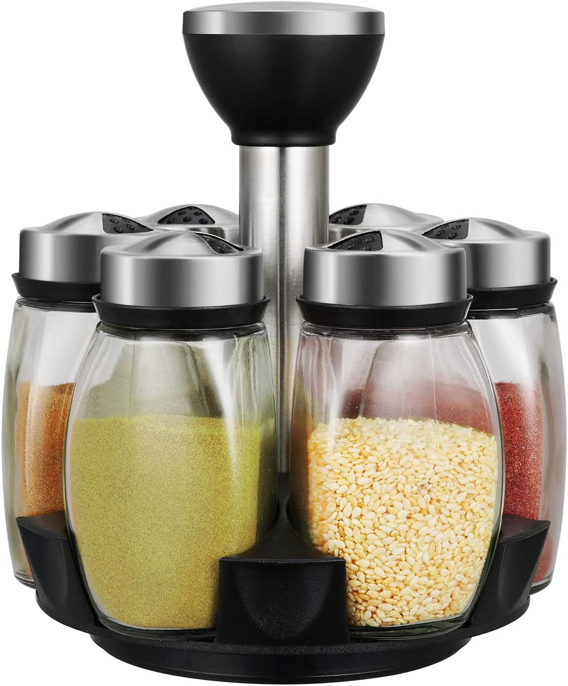 Hossejoy 6-Jar Revolving Spice Rack with Glass Jars Nigeria Ubuy