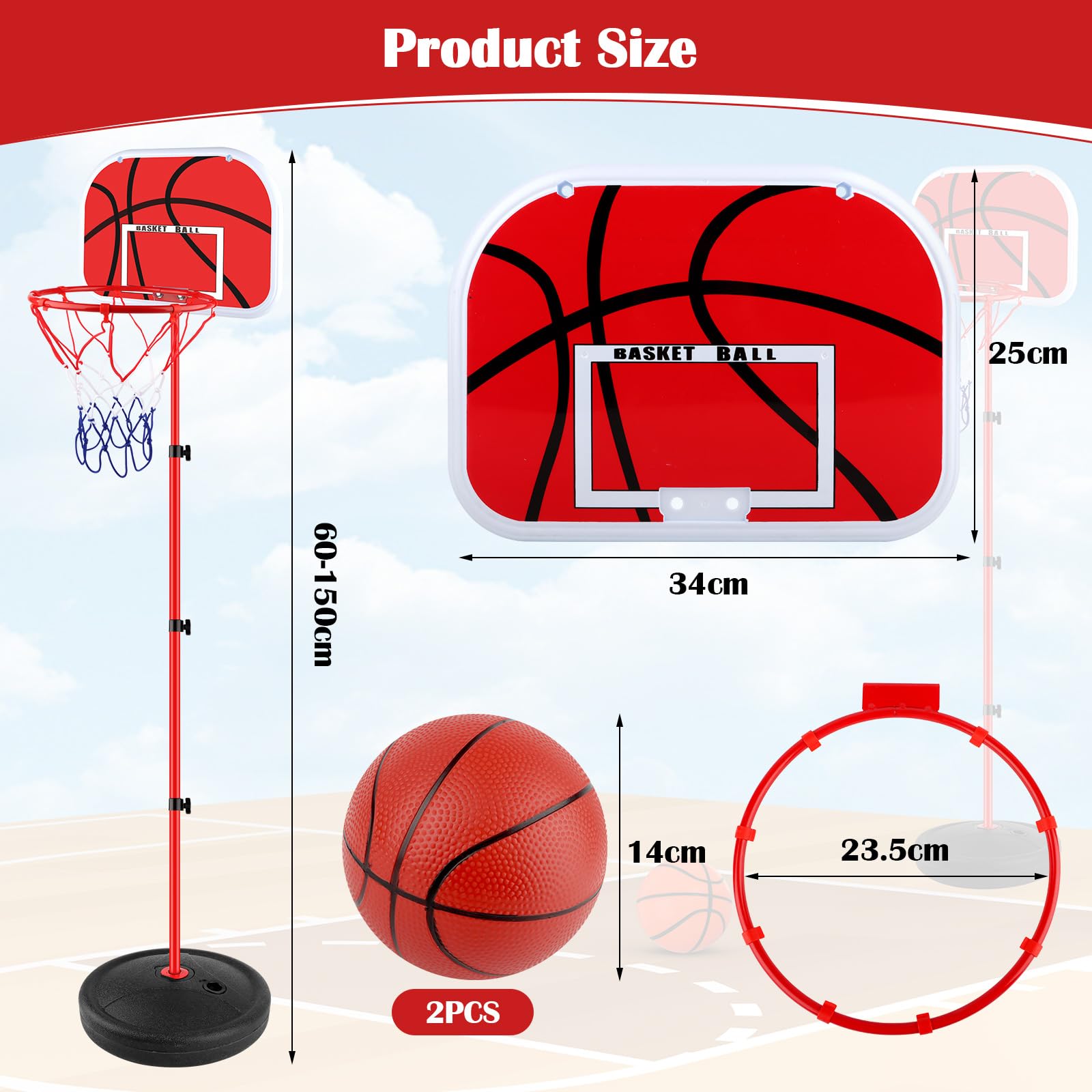 WUSUPU Panier De Basket Enfant,Panier De Basket Exterieur In