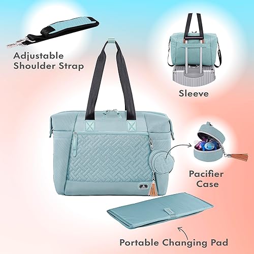 Miniatura 56 de Dikaslon Bolsa de pañales con funda para chupete y cambiador, bolsa de pañales de viaje grande para mamá y papá, bolsa de bebé multifunción