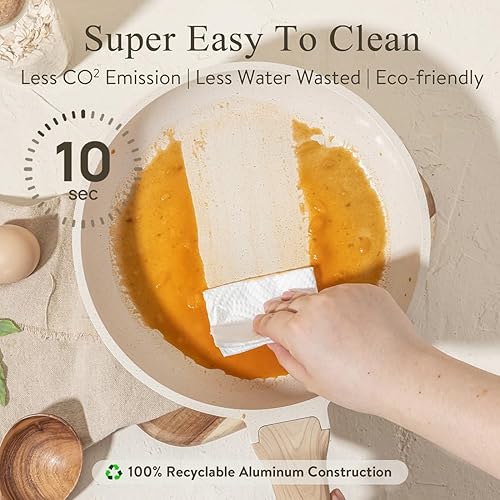 Miniatura 2 de Juego de ollas y sartenes antiadherentes, 10 piezas de utensilios de cocina de piedra de inducción antiadherentes saludables, juego de cocina de