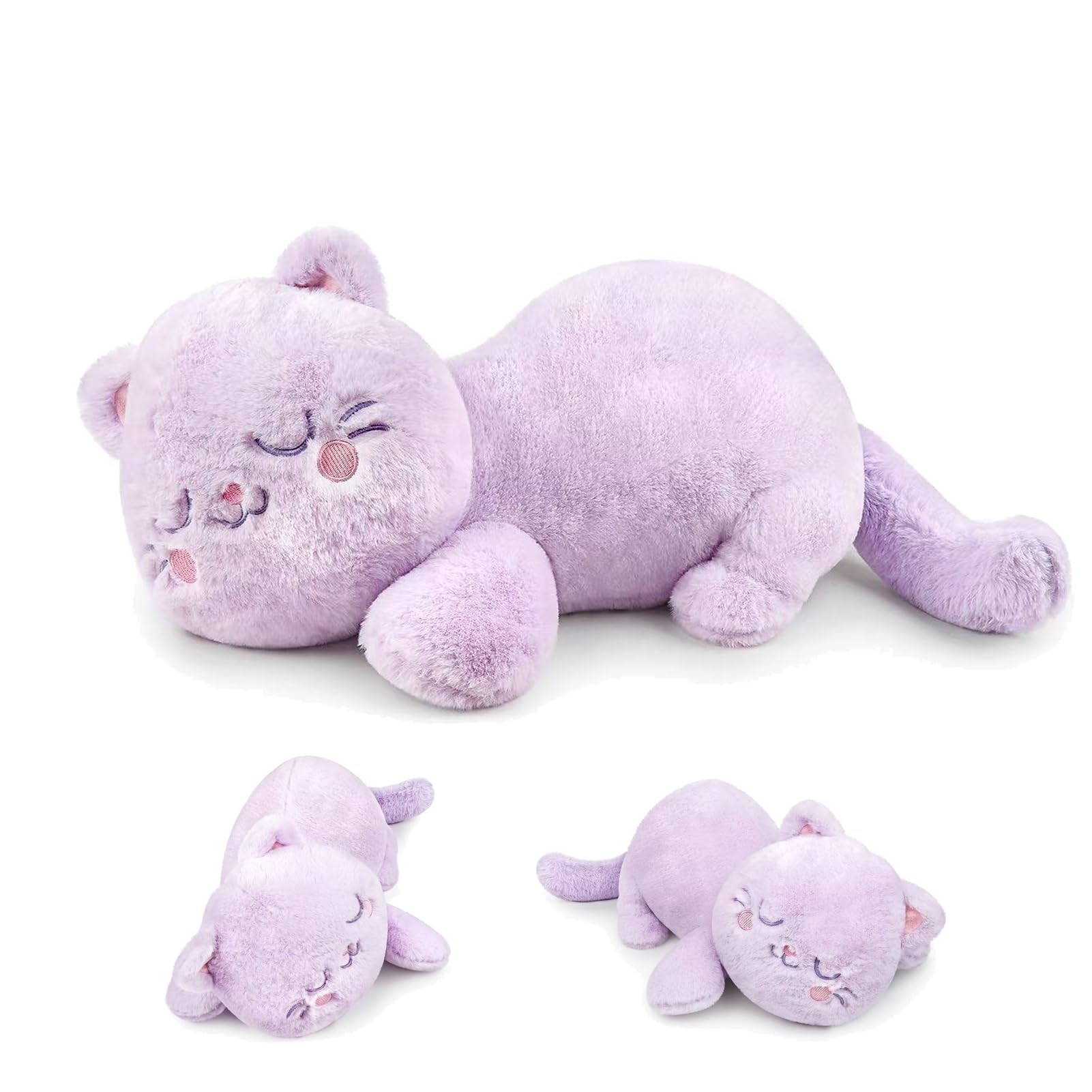 capybaraflying Weighted Cat Plush Toy, Heated and Cooled Cat Plush Toy, With a Removable Inner Pad on The Belly, A Soft and Comfortable Collectible to Keep As A Companion-Purple — image 1