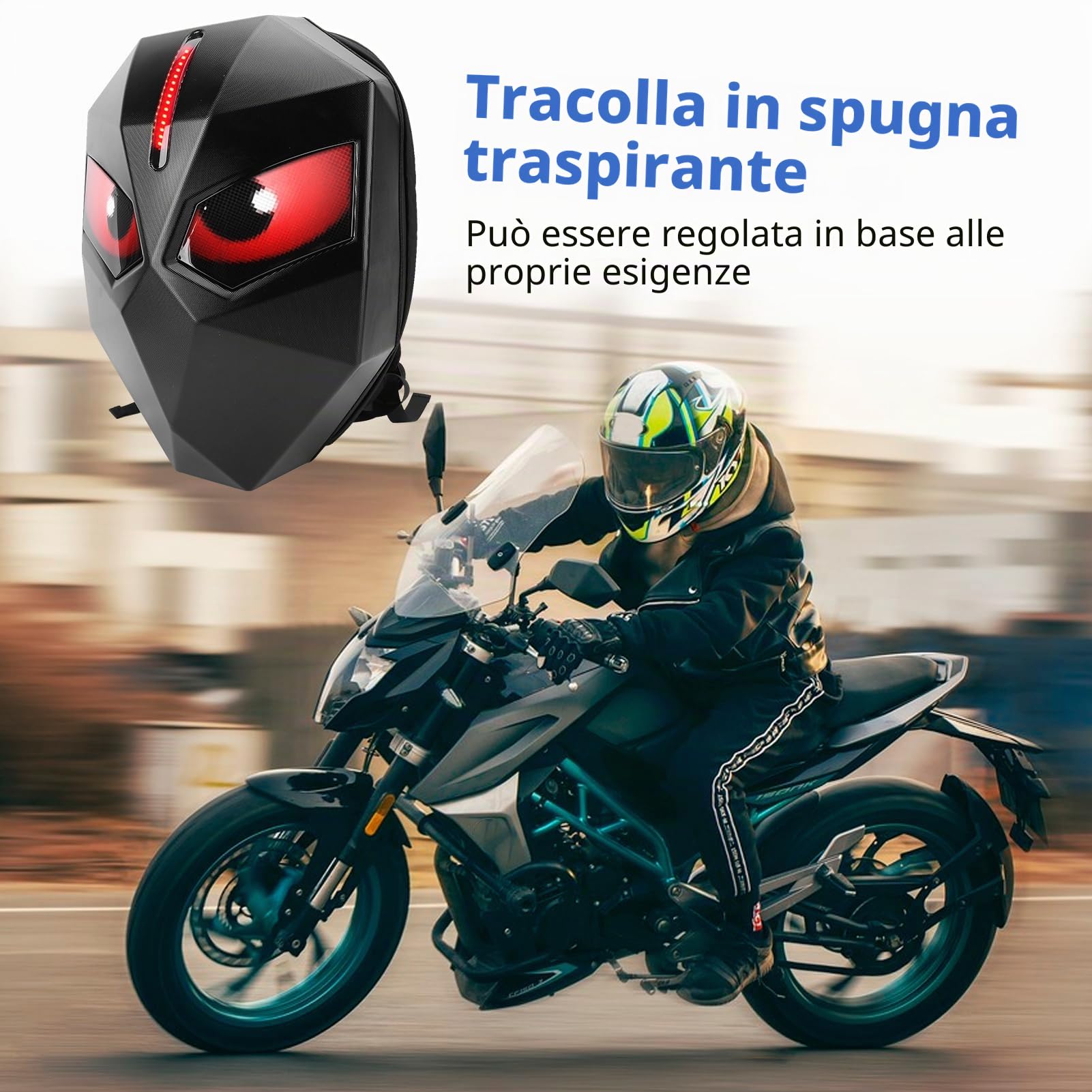 Zaino per Moto a LED, Knight -Back, Zaino LED con Fai -Te Programmabile