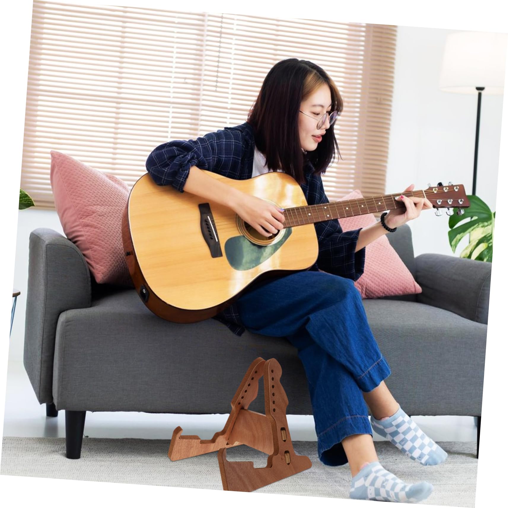 TOYANDONA Gitarrenständer mit Vertikalem Design für Akustikgitarre und Violine Tragbarer Gitarrenhalter zum Schutz und Aufbewahrung Verschiedener Saiteninstrumente bei Auftritten