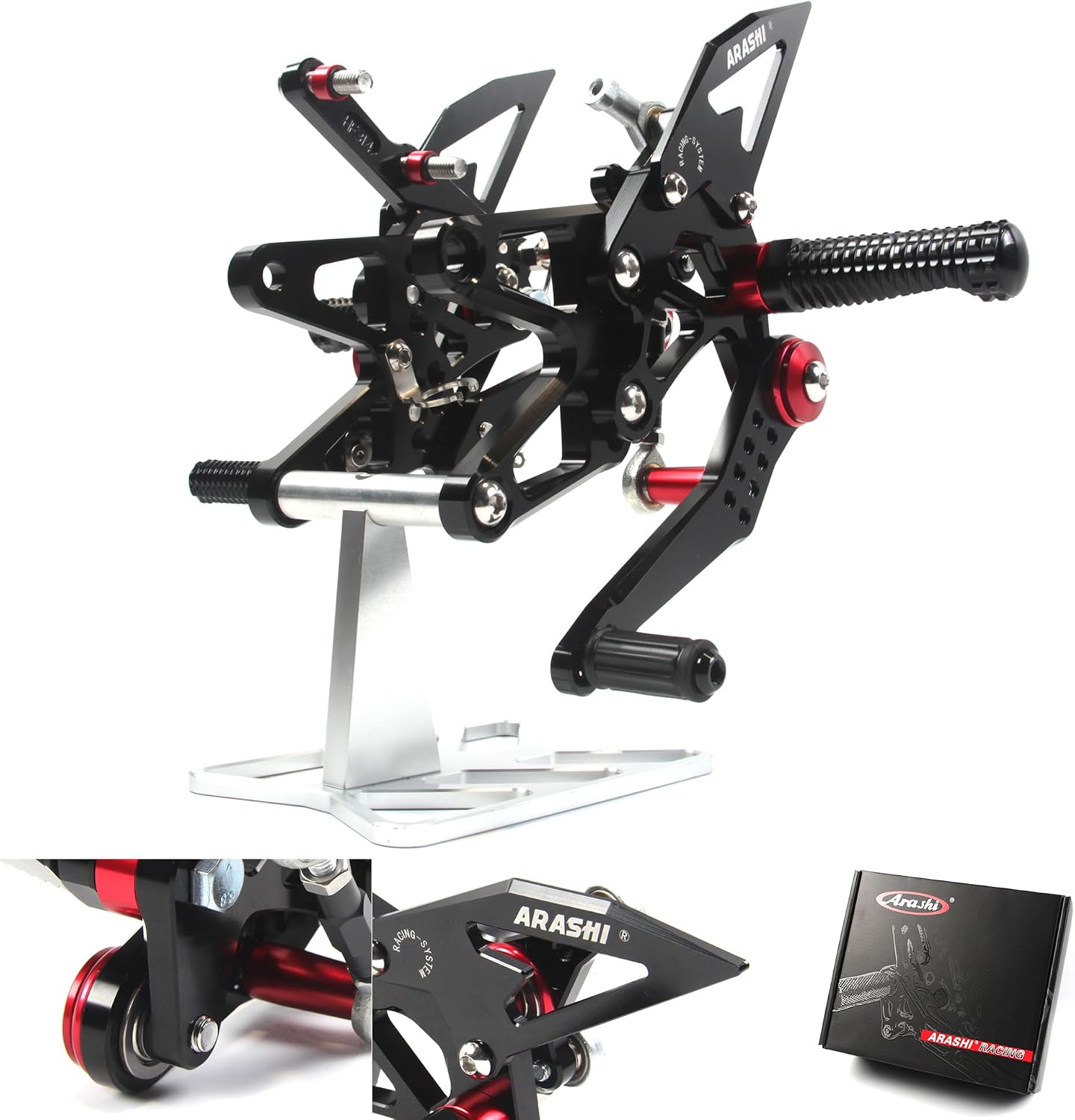 Arashi Version 2.0 Adjustable Rearsets for Triumph Daytona 675 675R 2013-2018, Black