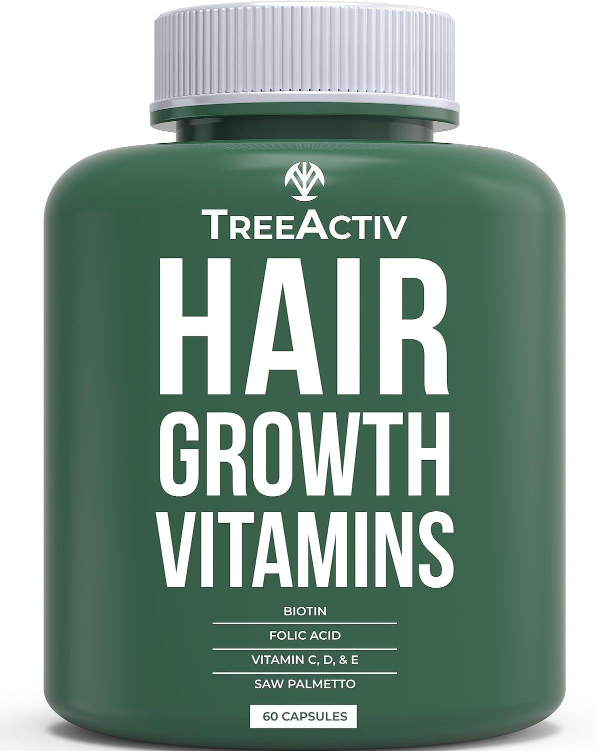 TreeActiv Hair Savior, Biotin + Saw Palmetto Hair Growth Vitamins, Volumizer & Thickening Supplement, Folate, MSM, B Complex Hair Growth Pills, 60 Capsules, 30-Day Supply