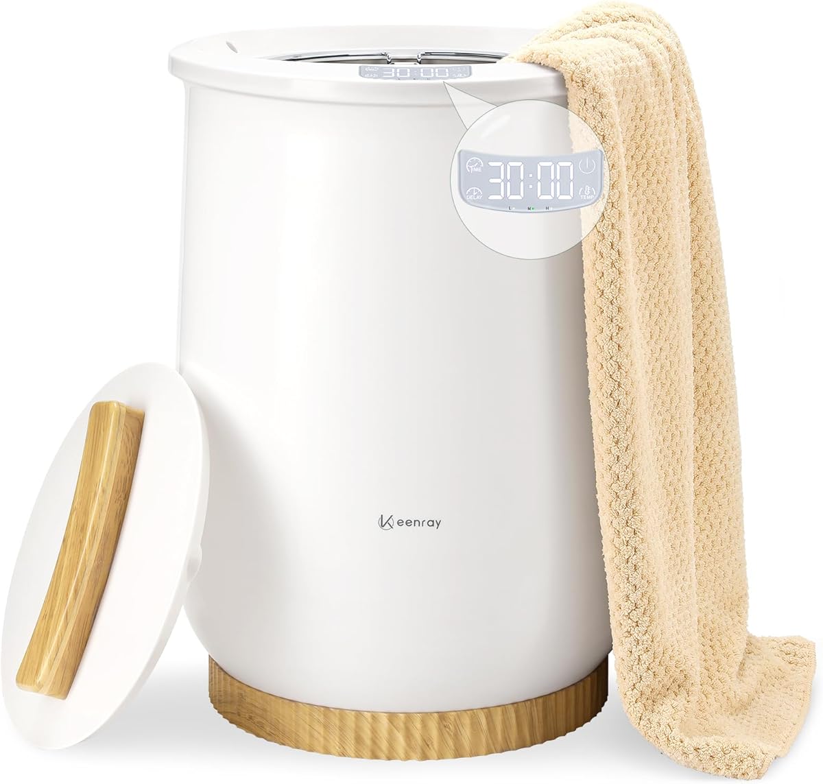 Keenray Upgraded Towel Warmer Bucket, Large Towel Warmer with 3 Heating Modes, Heat Time 30/45/60/90 Min Adjustable and Up to 24 Hour Delay Timer, Towel Heater for Oversize Bathrobes Blankets, CL1Plus