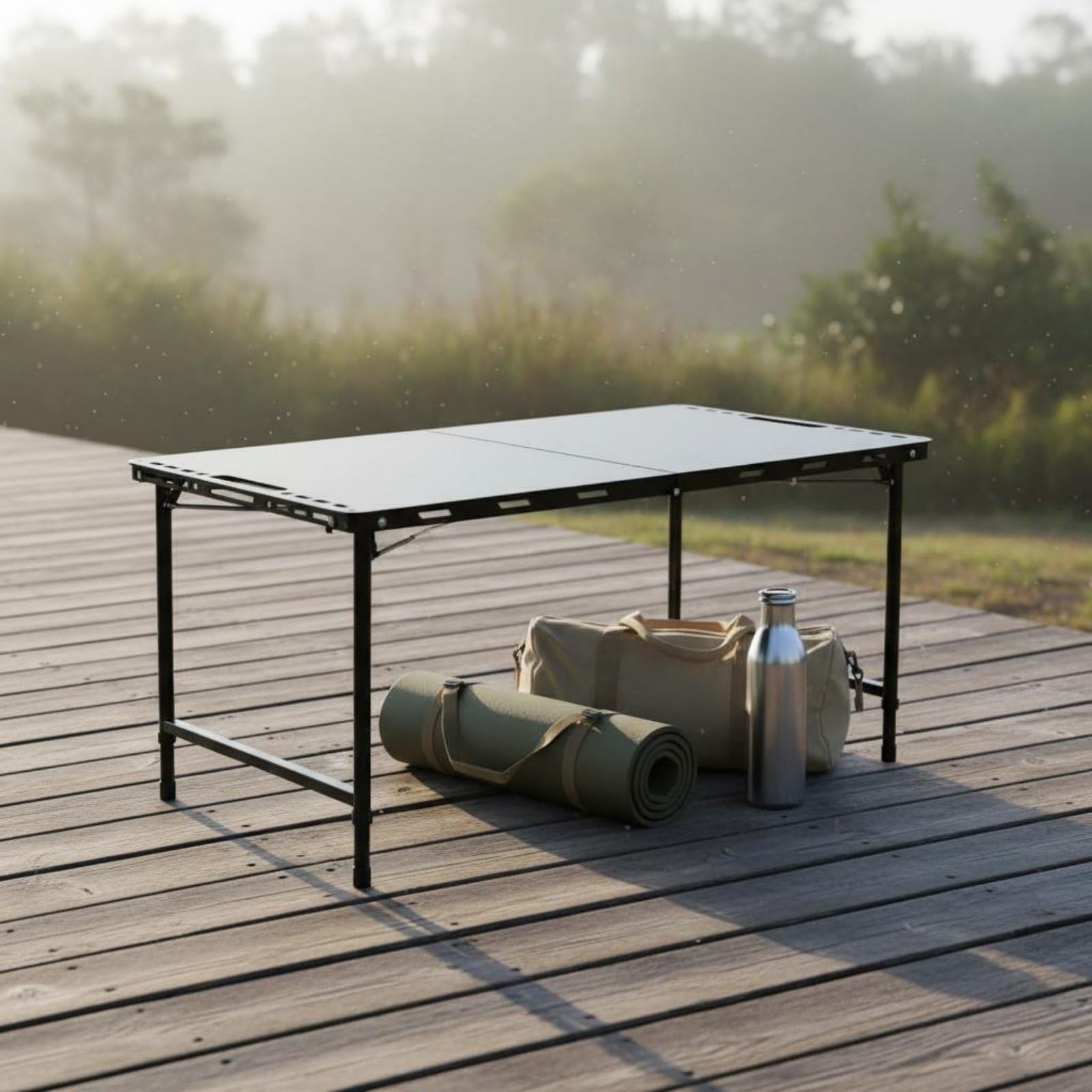 Gralara Mesa Táctica Plegable Resistente Mesa de Camping de Acero Al Carbono Impermeable para Campistas, S, Ajustable Mejorado