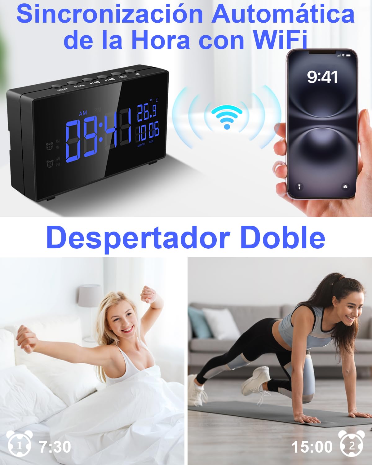 Cámara Espía Oculta WiFi, 5G Mini Camara Espia Inalambricas Despertador | Doble Banda Reloj con Cámara 1080P HD, Visión Nocturna Detección de Movimiento, Ángulo 120° App Tuya Vigilancia Interior