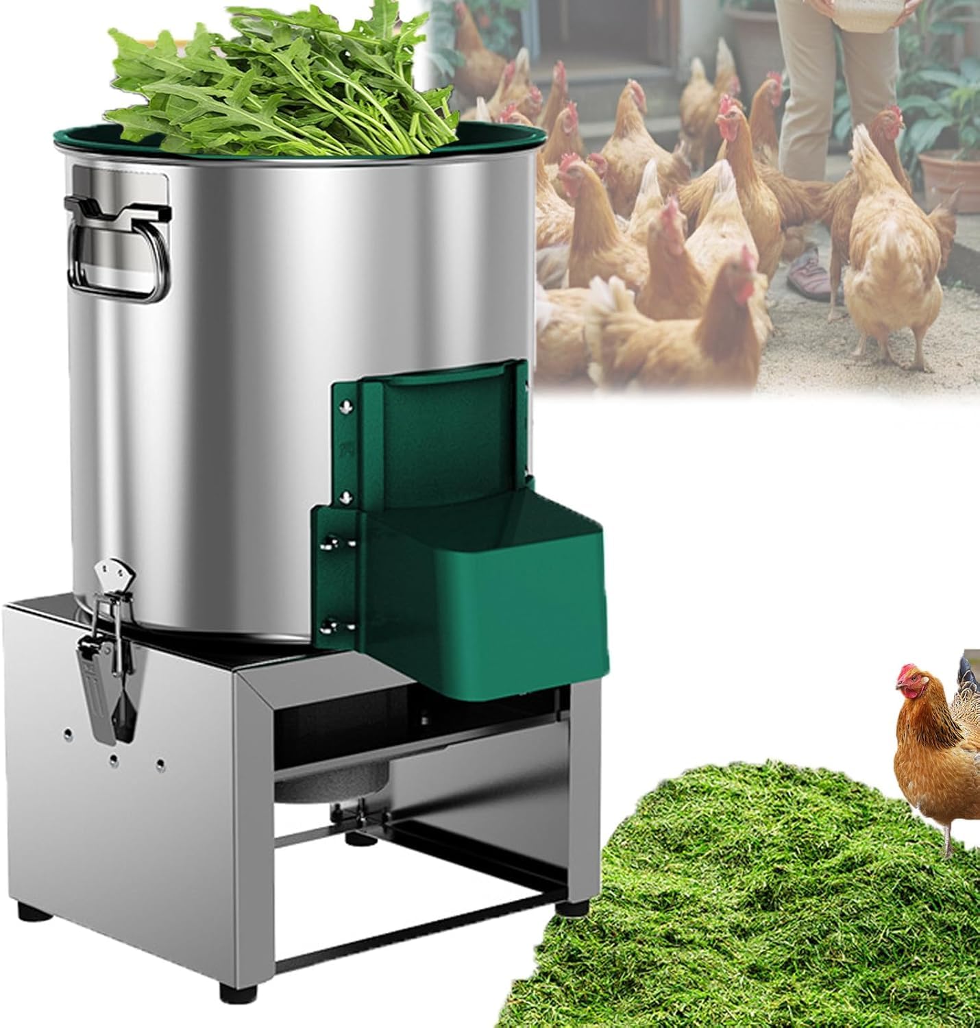 Picadora de verduras, trituradora de acero inoxidable resistente, 1500 W, 3000 R/min, ideal para procesamiento de alimentos de cocina y aves de corral