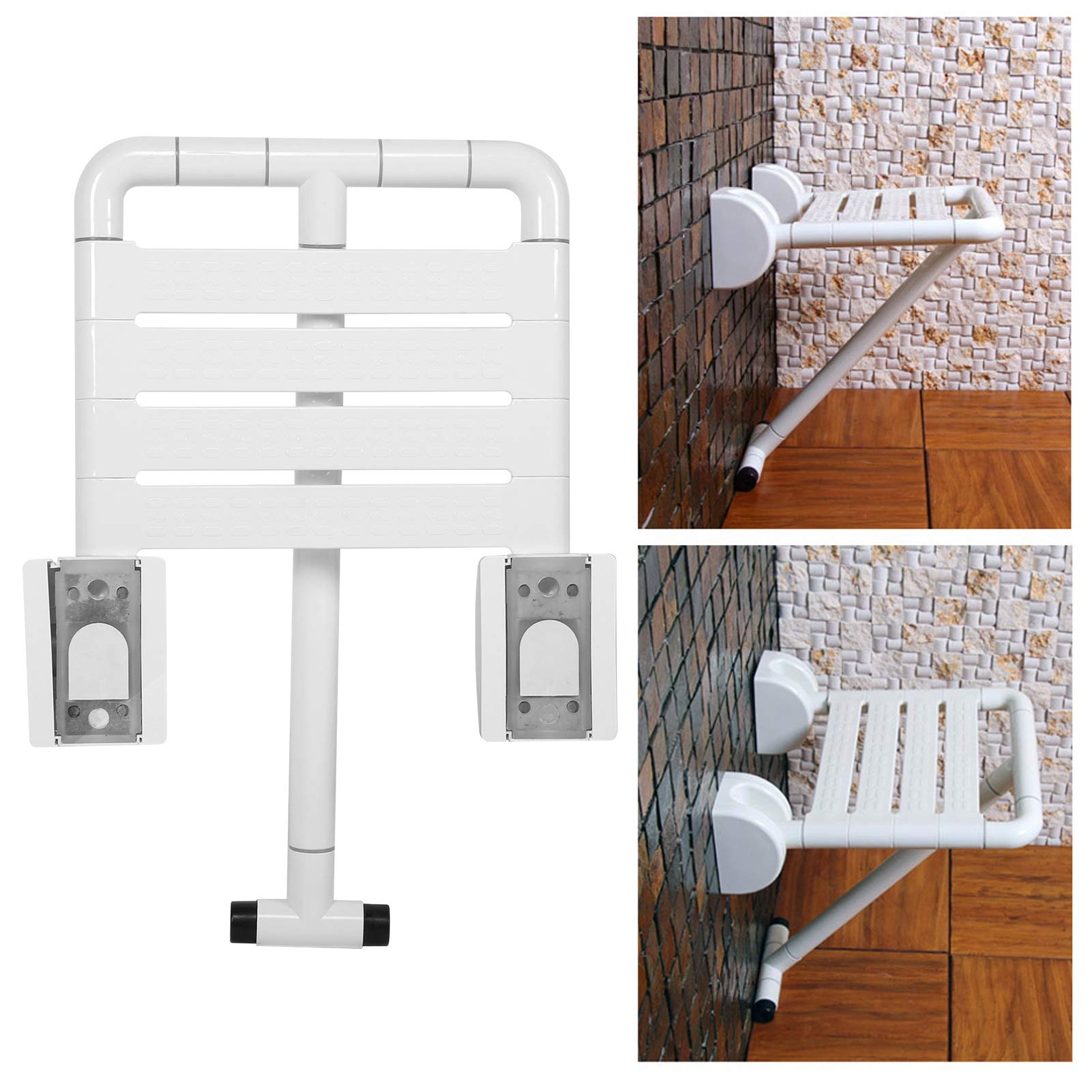 Asiento de Ducha Plegable,Taburete de Ba?o de Seguridad de Acero Inoxidable Antideslizante,Ba?o de Inodoro de Nailon para Ancianos Montado en la Pared para Duchas,Ba?ERAS