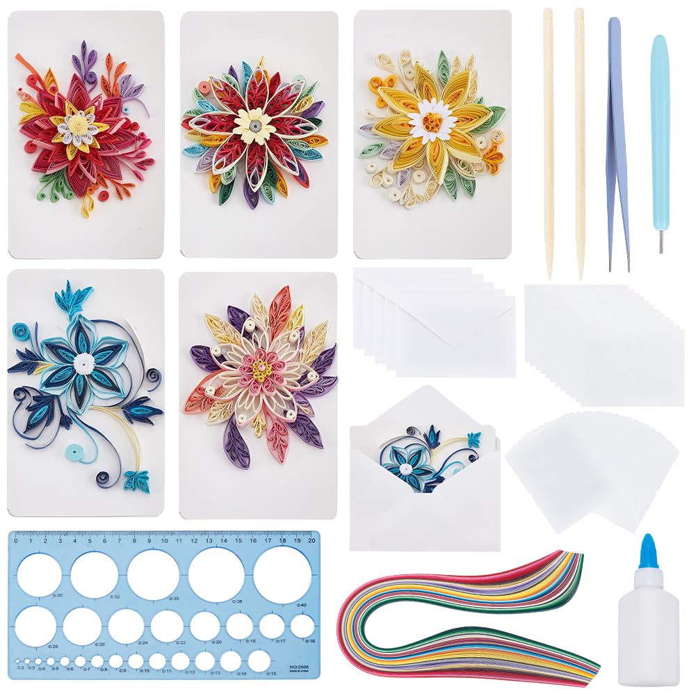 Filigranas de papel para regalar un kit de tarjetas de felicitacion de flores para adultos 6