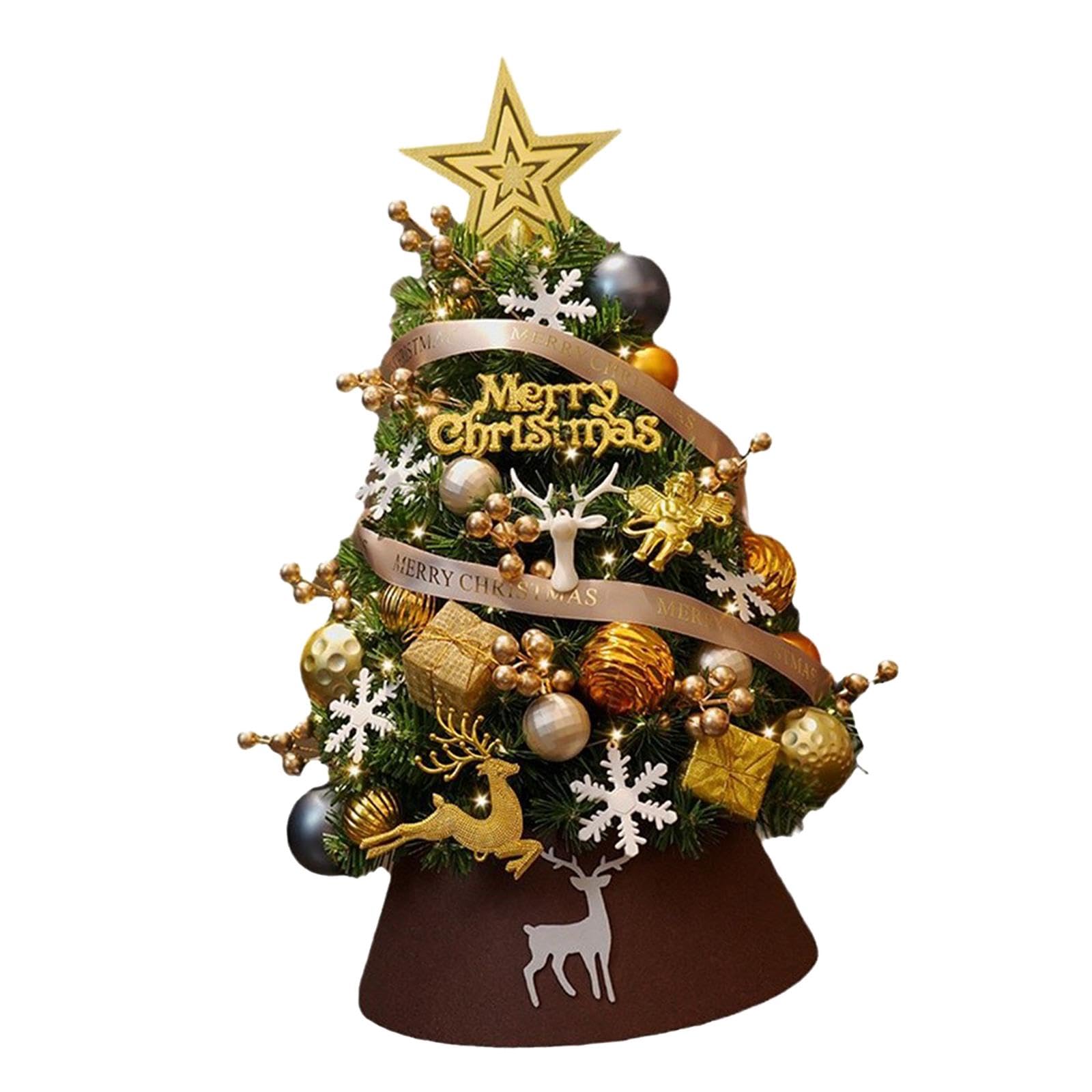 Albero di Natale Artificiale Illuminato da Tavolo con Palline, Decorazione Natalizia per Camera da Letto, Soggiorno E Tavola Festiva, 60 Cm