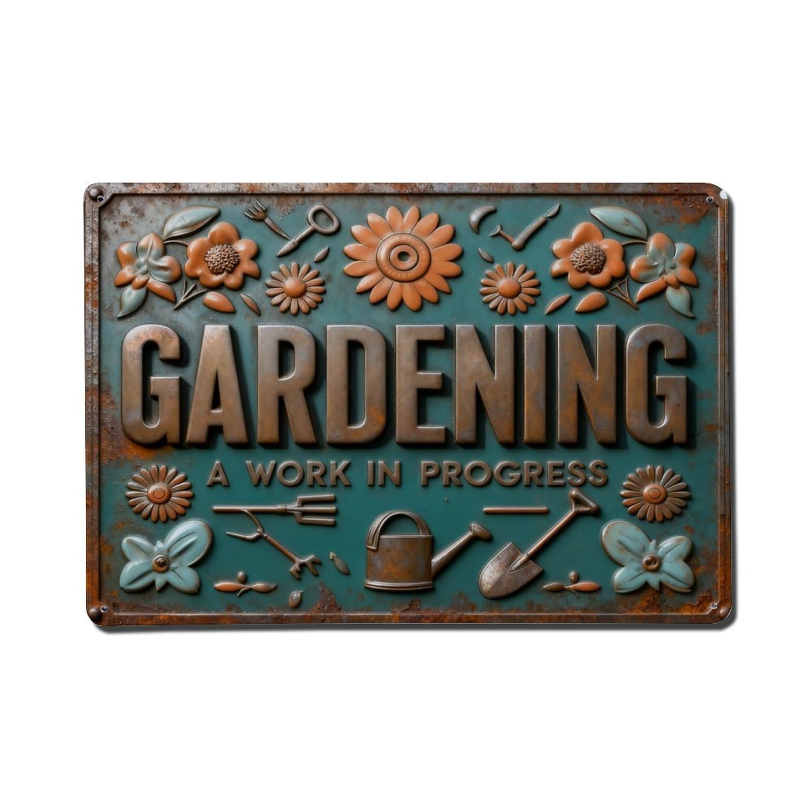 Iageret Vintage Gardening Work In Progress Floral Tools Metal Tin Sign Retro Wall Decor, Bar Garage Cafe Kitchen Home Wall Art Poster Decoration 8X12inches