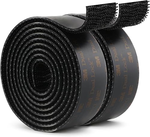 3M Dual Lock SJ3550 1 x 4 pies, color negro, paquete de 2 cintas de montaje con cierre resellable en forma de hongo entrelazadas con gancho adhesivo
