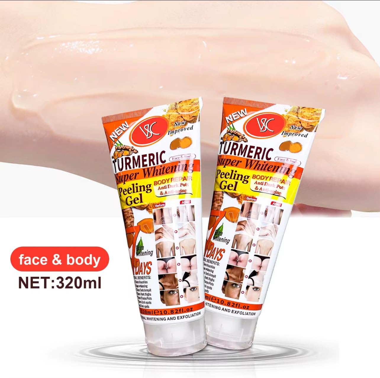 Turmeric Peeling Gel, 7 Days Body Repair, Natural Exfoliation, 320ml/10.82fl.oz