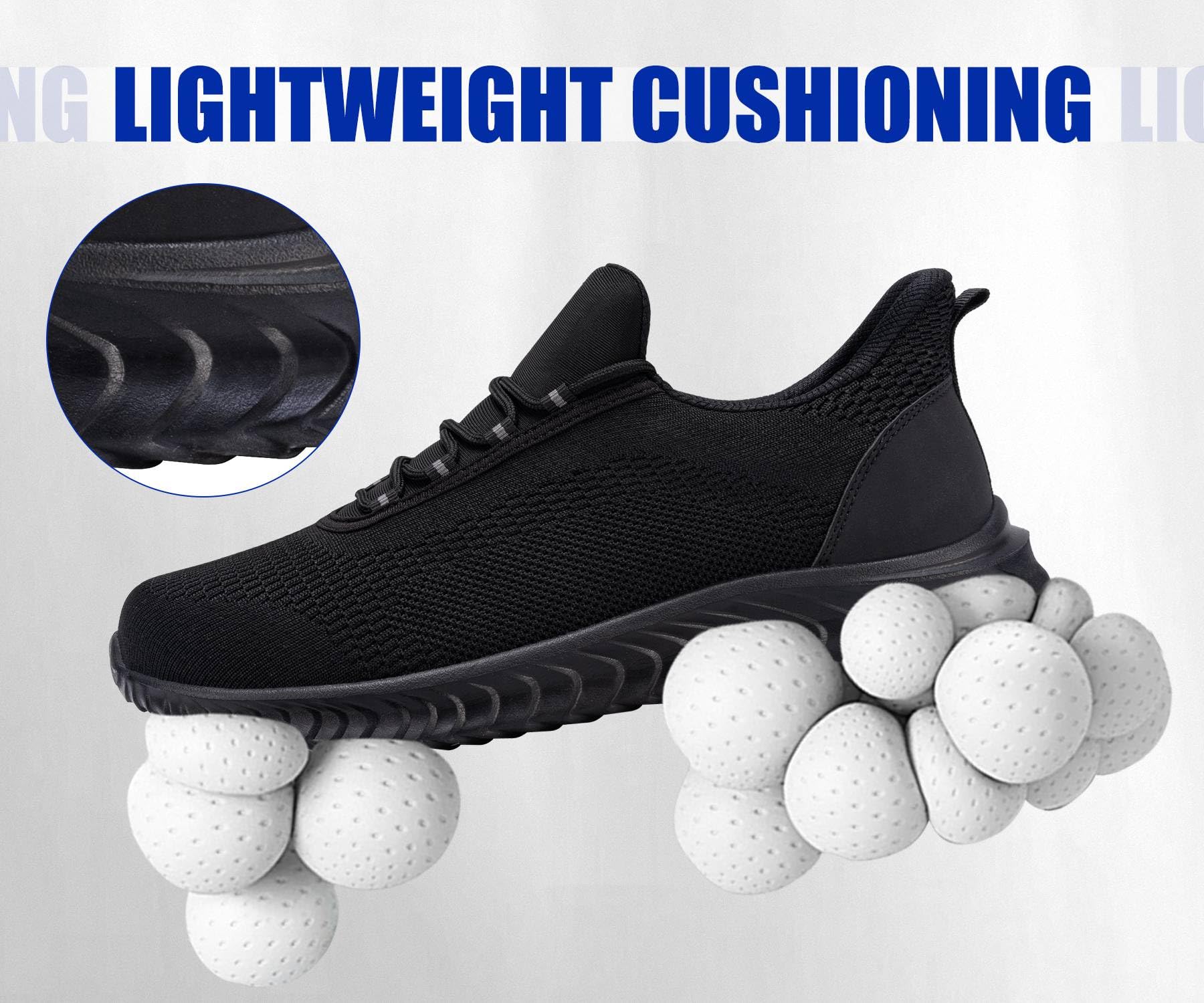 LARNMERN Arbeitsschuhe Sicherheitsschuhe Herren Leicht Slip On Stahlkappenschuhe Sneaker
