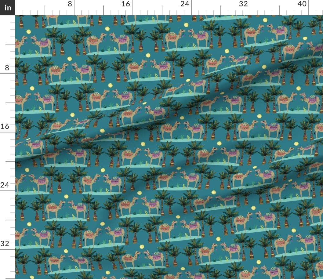 Spoonflower Fabric - Desert Camel Palm Tree Printed on Petal Signature Cotton Fabric by The Yard - Sewing Quilting Apparel Crafts Decor
