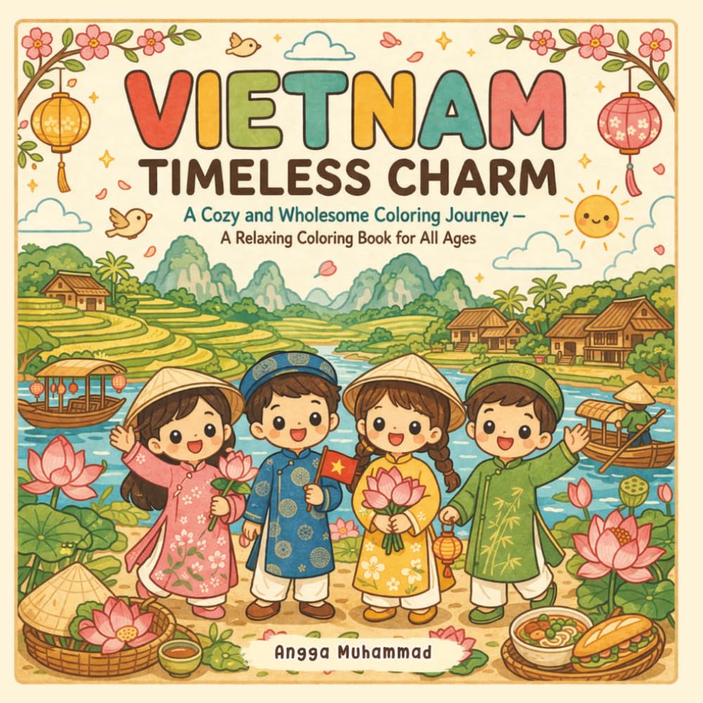 VIETNAM — Timeless Charm: A Cozy and Wholesome Coloring Journey Inspired by Vietnam’s Scenic Countryside, Floating Markets, Cultural Heritage, and ... Life — A Relaxing Coloring Book for All Ages