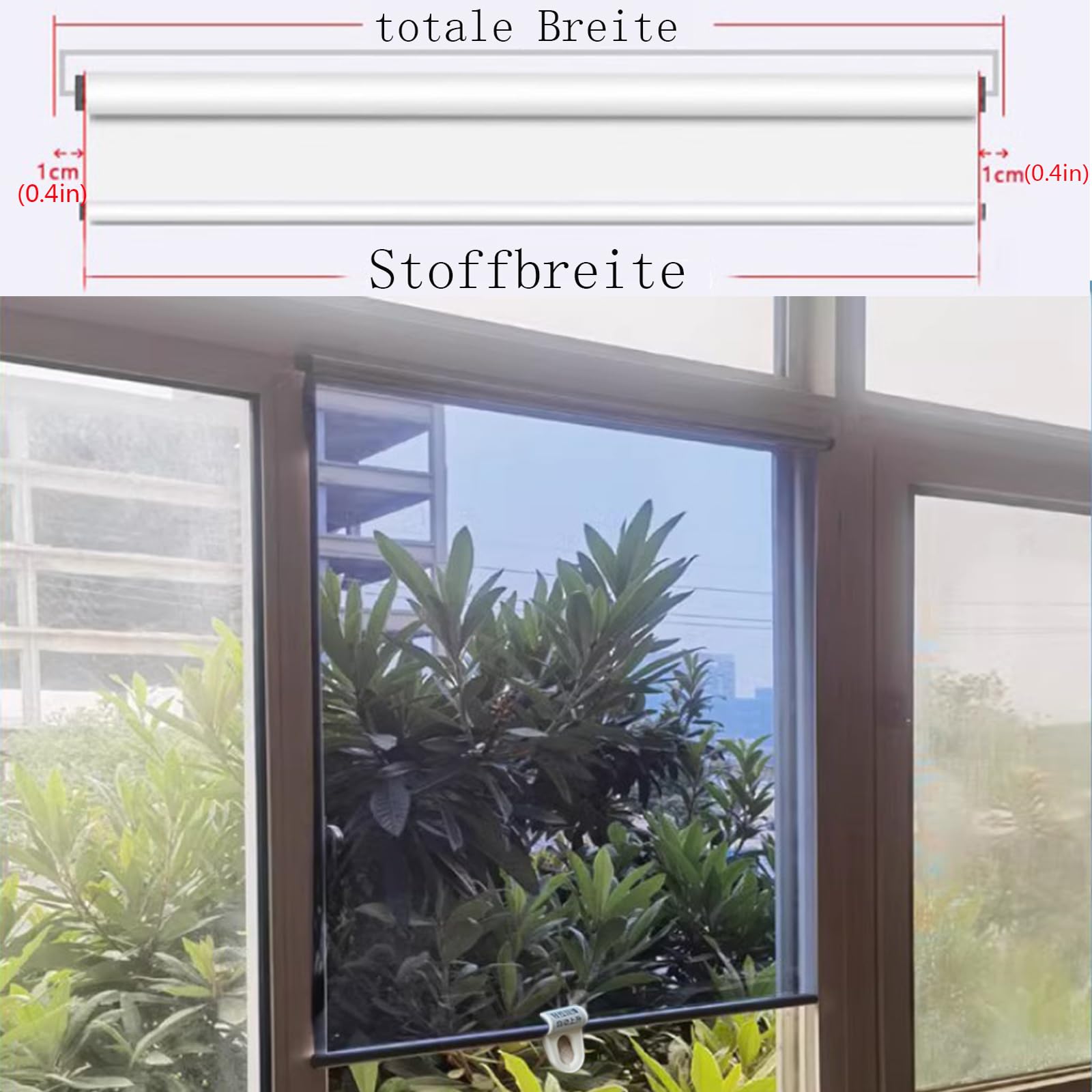 Sonnenschutz Rollo Innen,Sonnenschutz Fenster Verdunkelungrollo,einziehbare Temporäre Jalousien,Sichtschutz,UV Schutz,Ohne Bohren,für Fenster,Schlafzimmer,Breite X Höhe (80cm x 200cm)