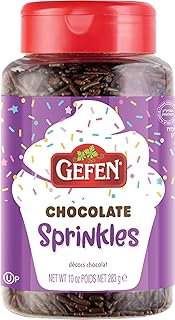 Gefen Chocolate Sprinkles, 10 oz | Chocolate Jimmies | Decorating Sprinkles for Baking | Sprinkles for Ice Cream | Resealable Shaker Top | Corn Free | Dairy Free | Kosher (including Passover)