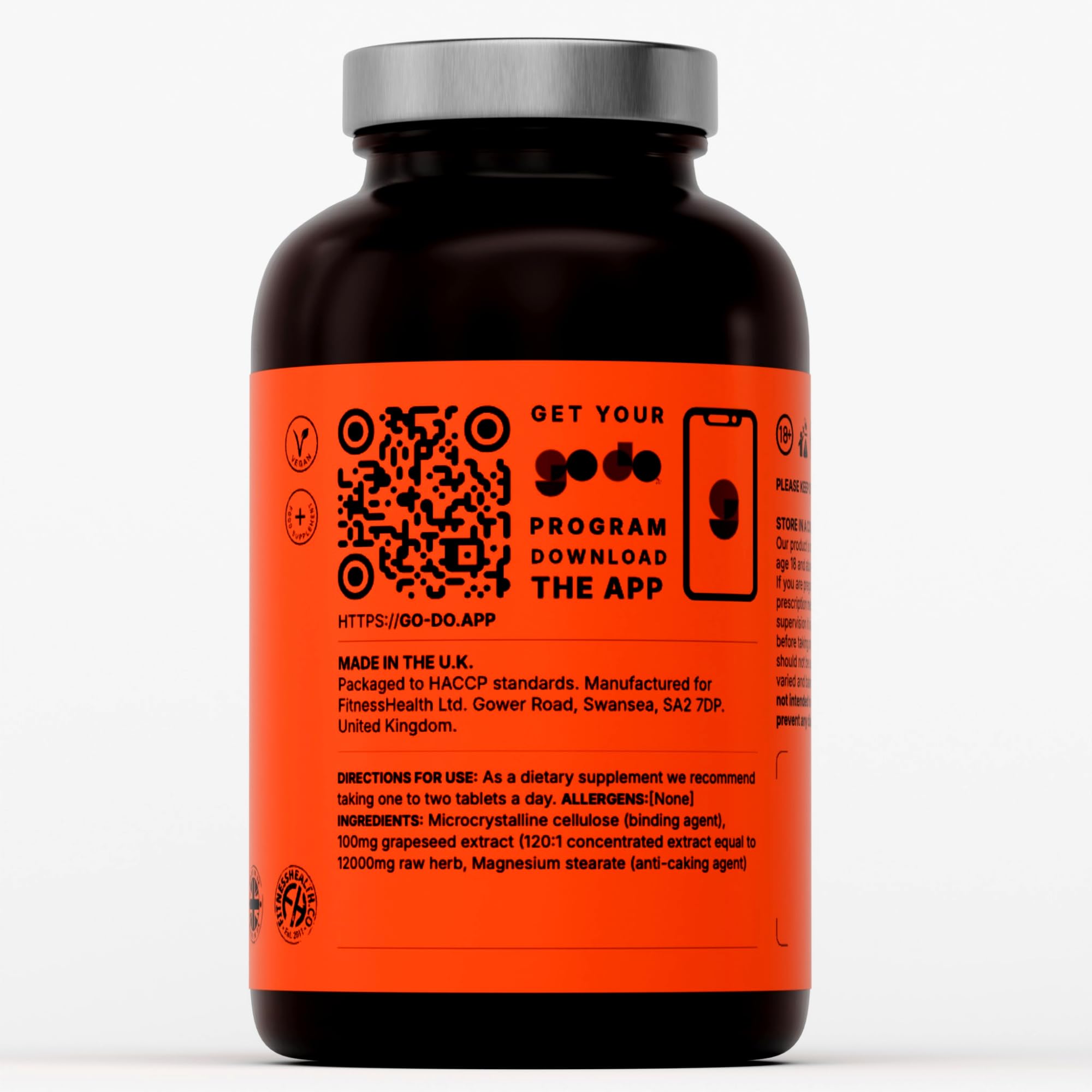 Fitness Health Comprimés d'extrait de pépins de raisin 12 000 mg (365 comprimés)