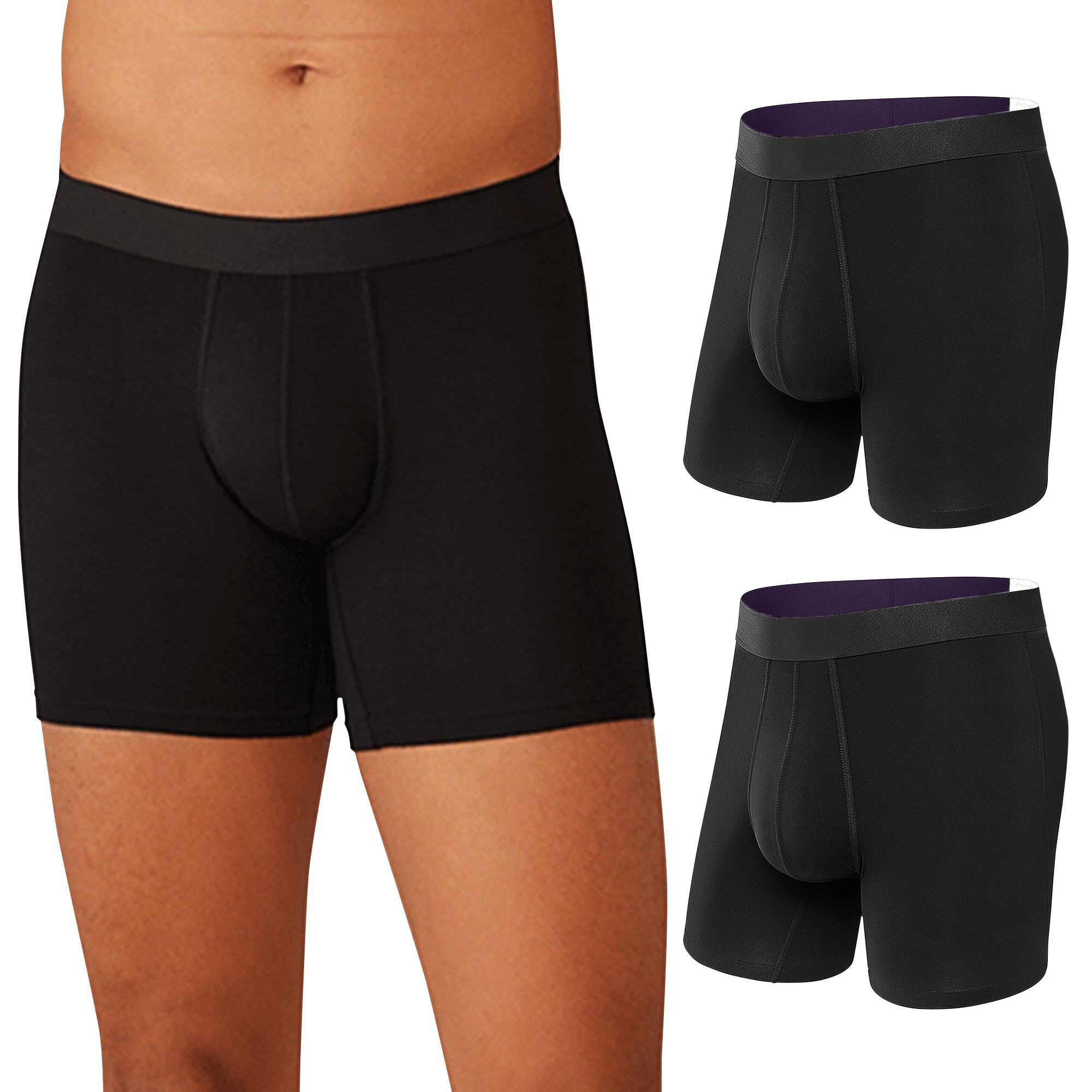 MeUndies Men’s Ultra Soft Micro Modal Moisture Wicking Boxer Brief – Men’s Underwear, Black, L